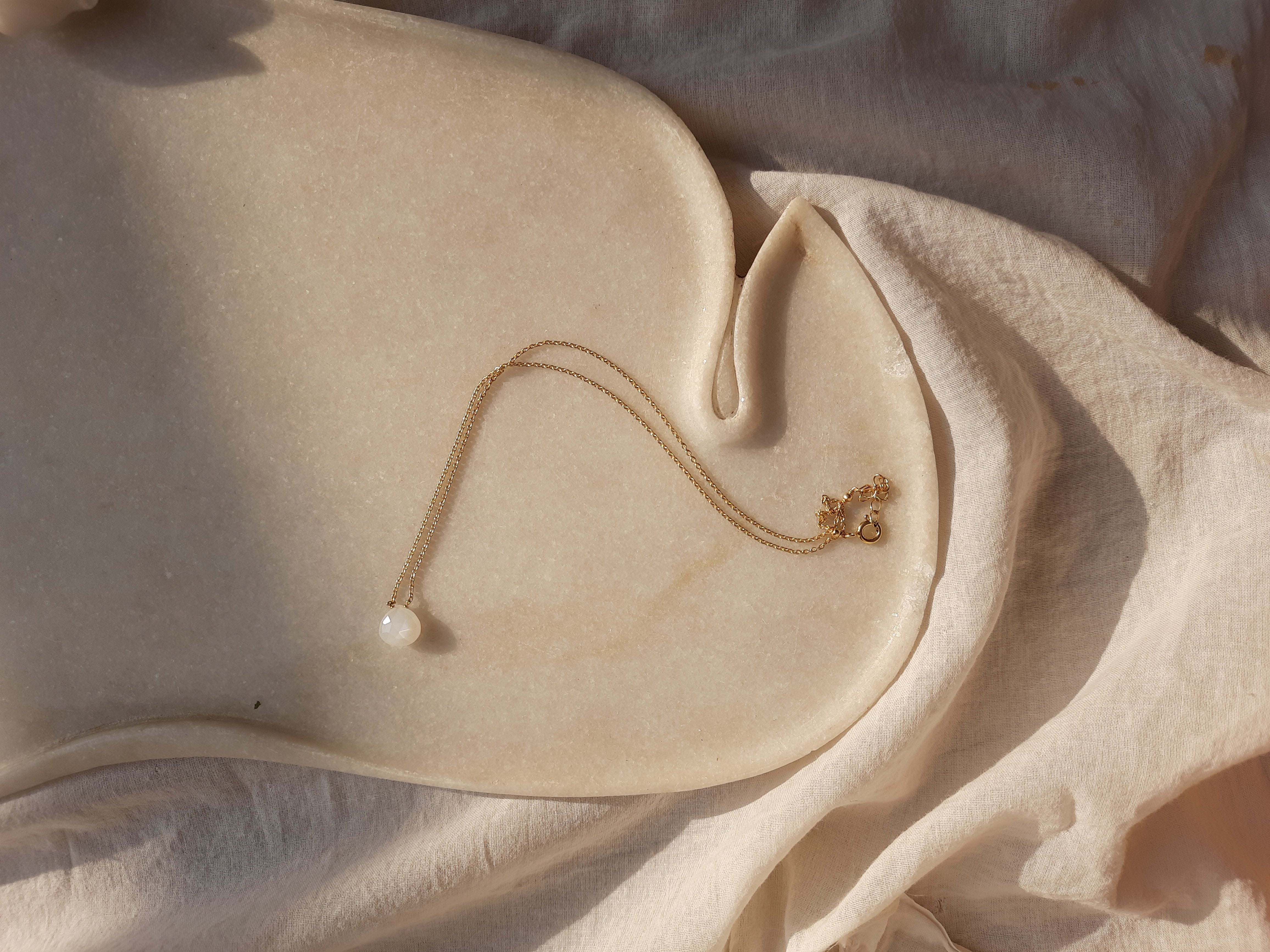 vyam - White Moonstone Heart Shaped Drop