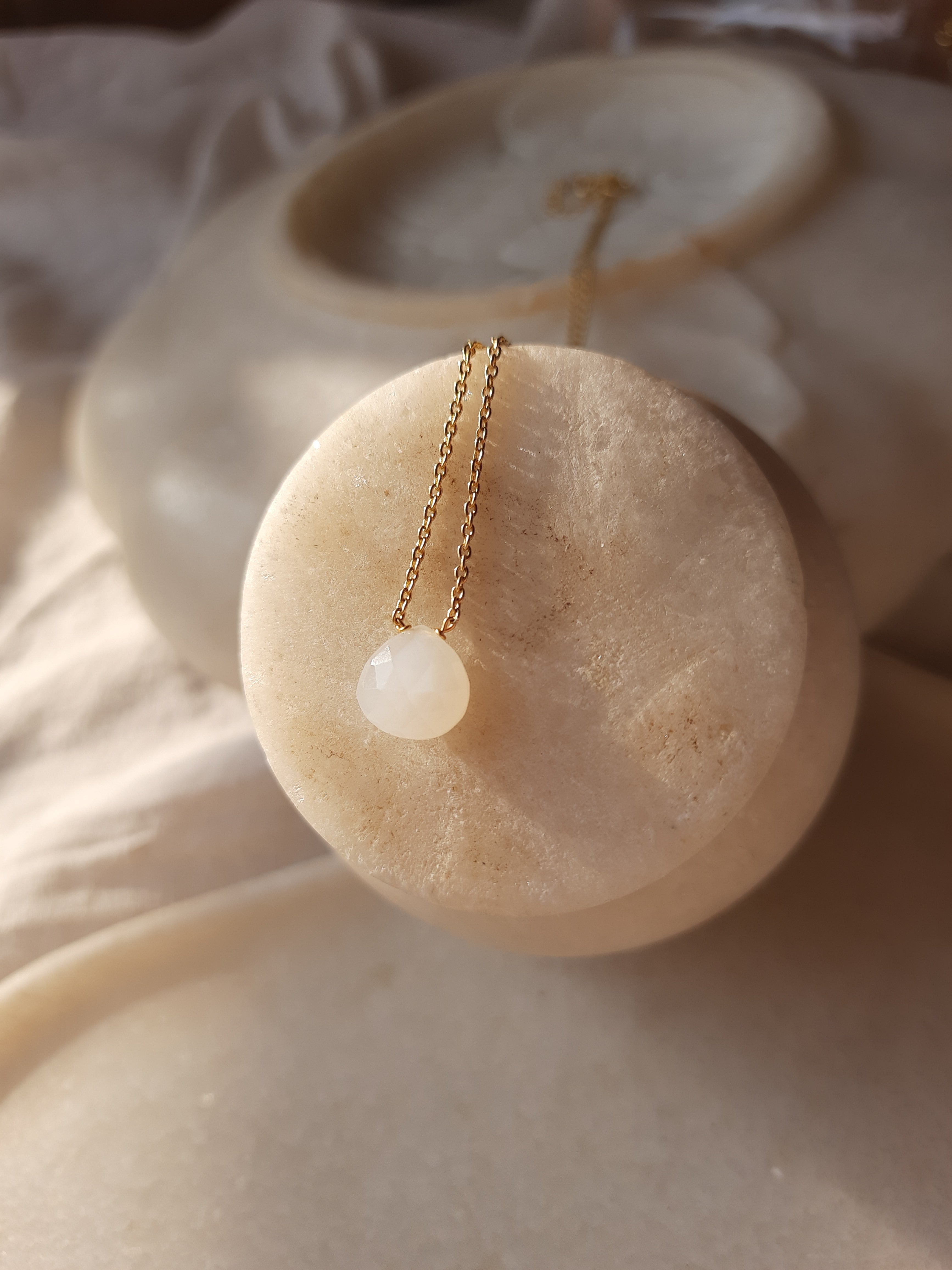 vyam - White Moonstone Heart Shaped Drop