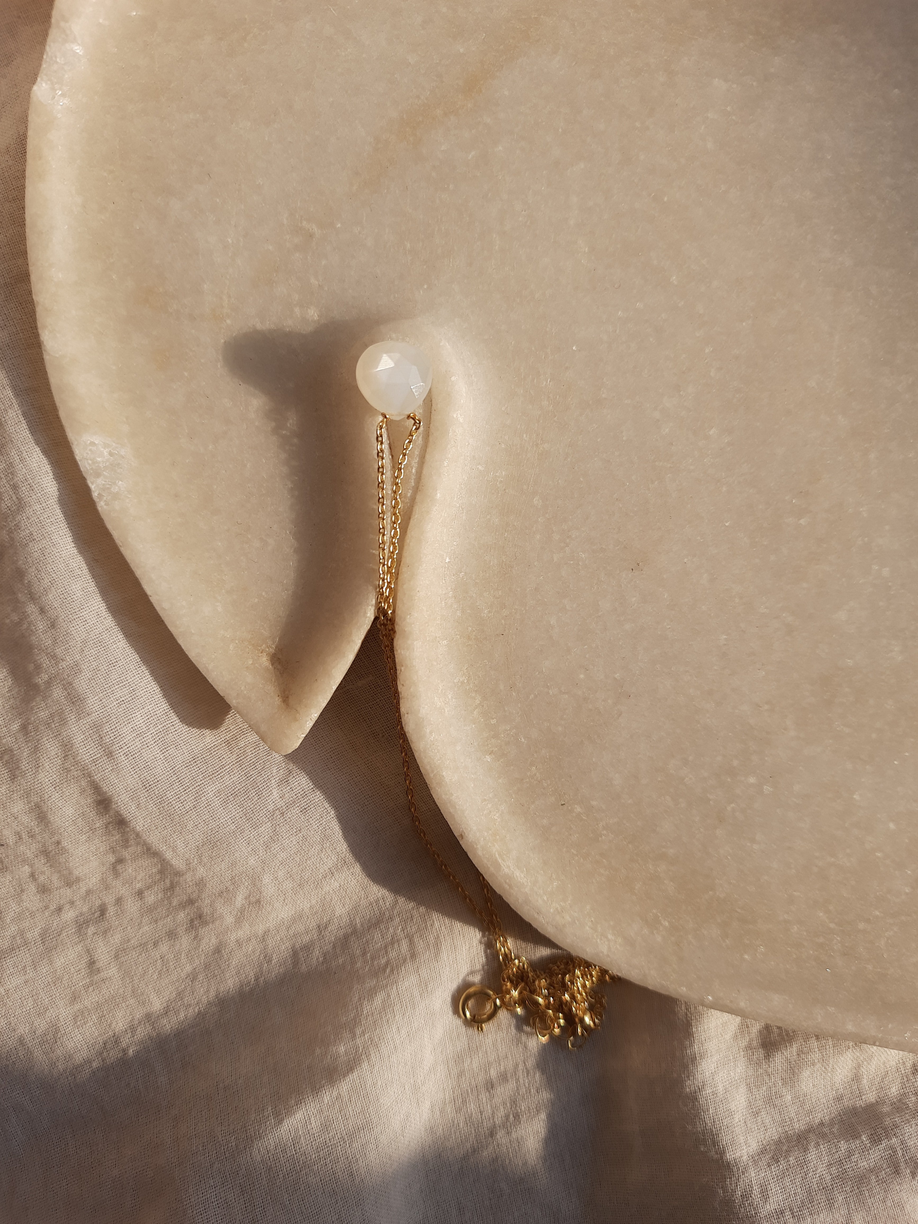 vyam - White Moonstone Heart Shaped Drop