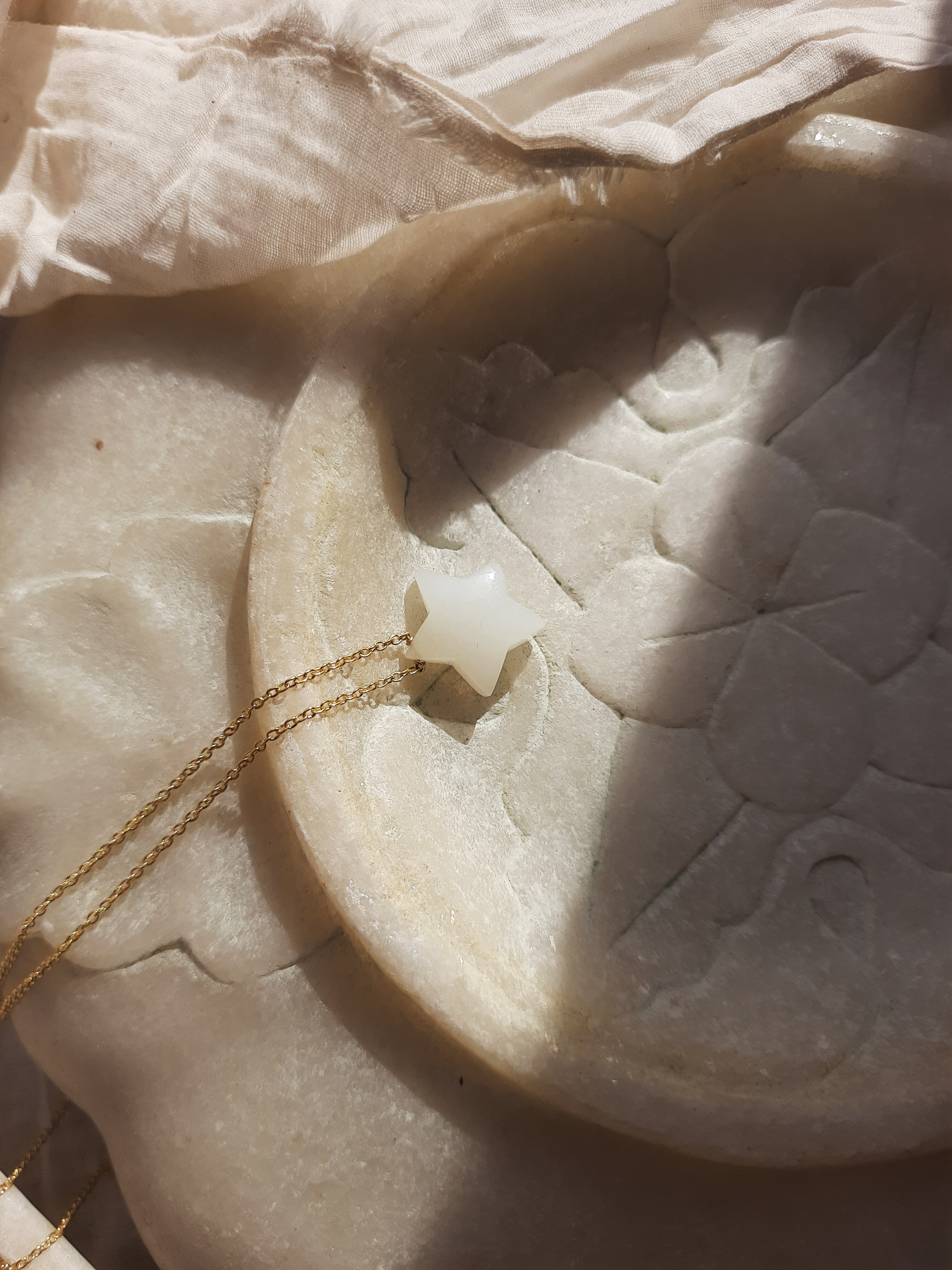 revati - White Moonstone Star Pendant