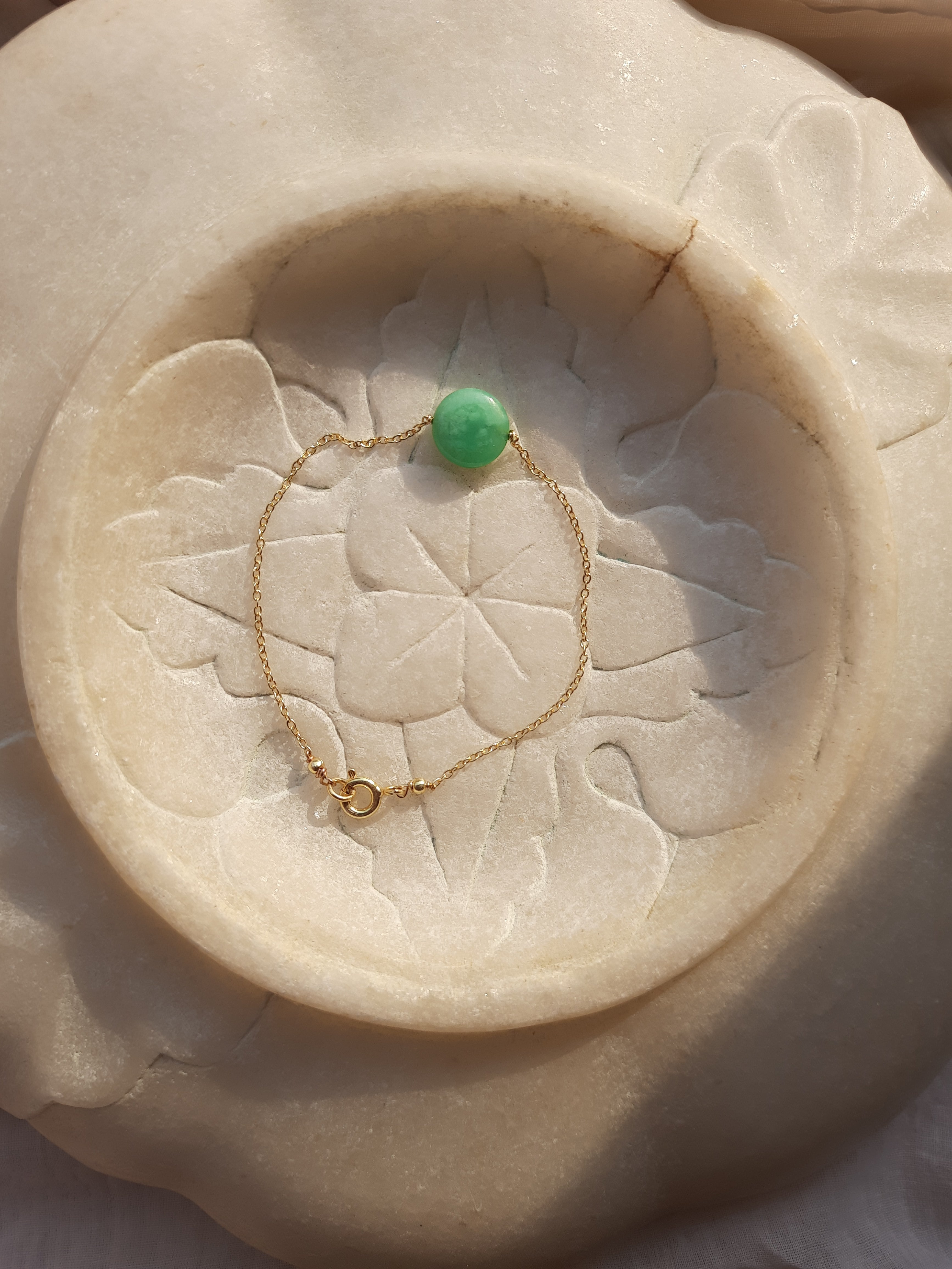 matsya - Chrysoprase Round charm Bracelet