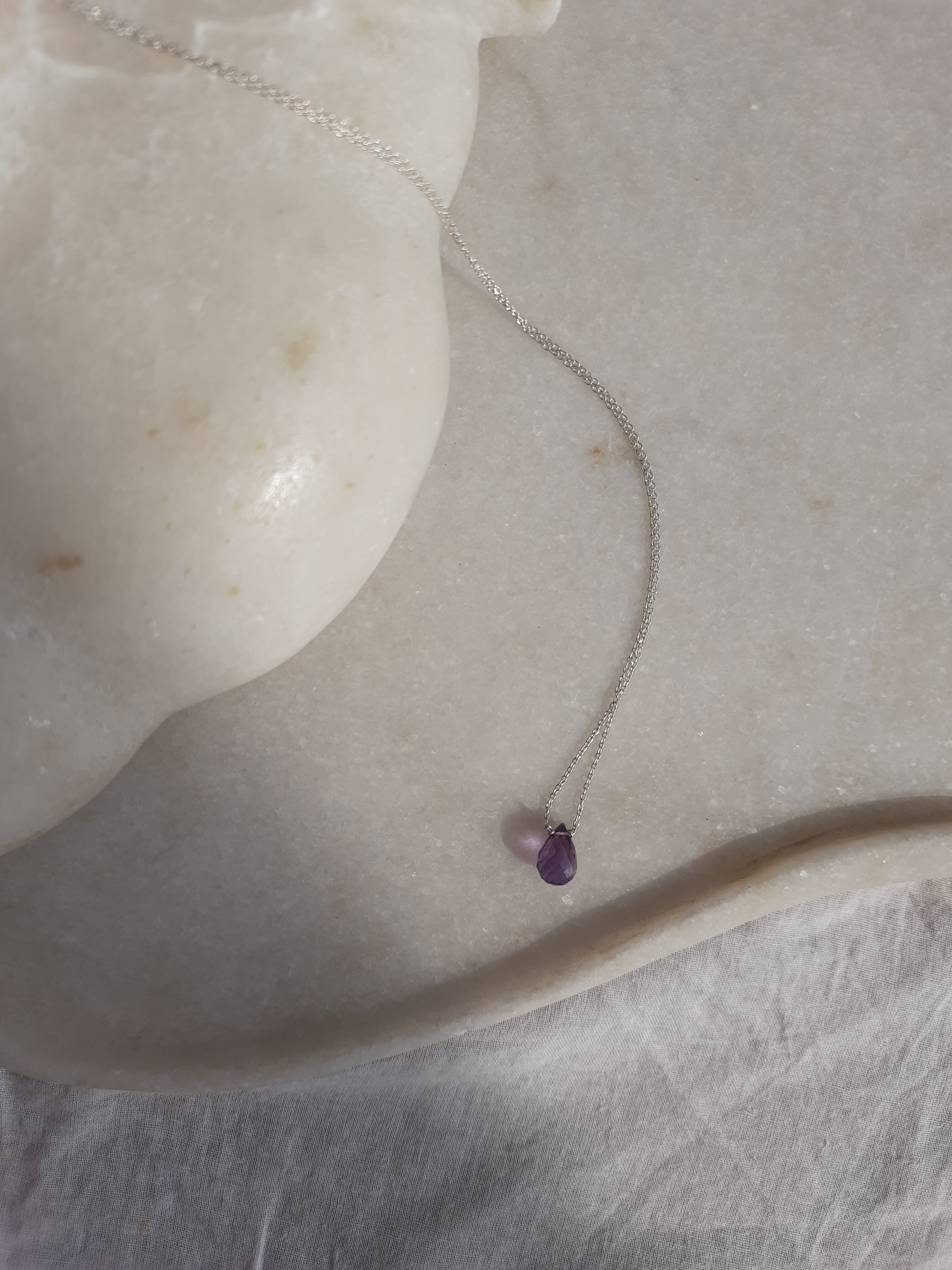visno - Amethyst Tear shaped Drop Pendant
