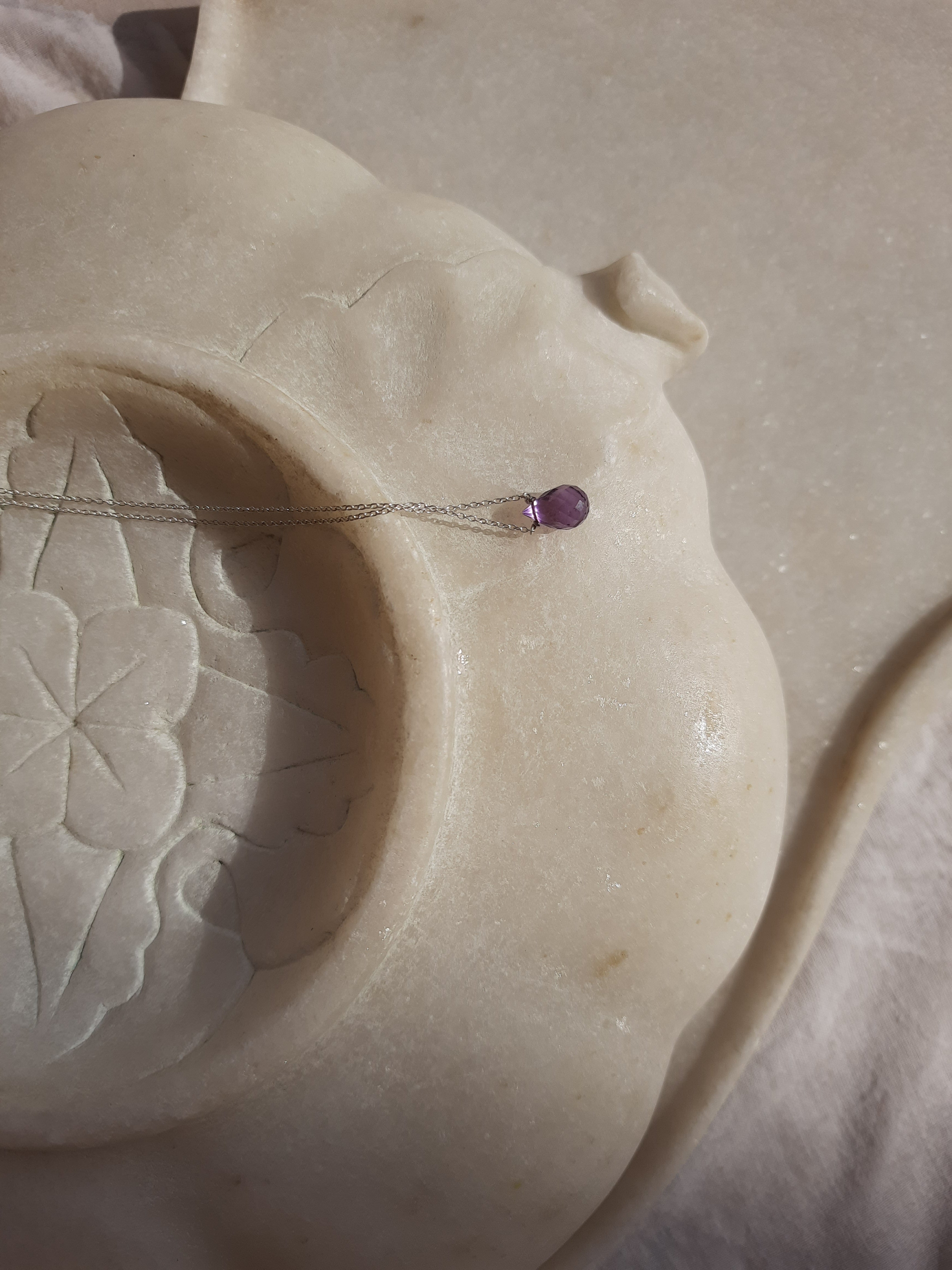 visno - Amethyst Tear shaped Drop Pendant