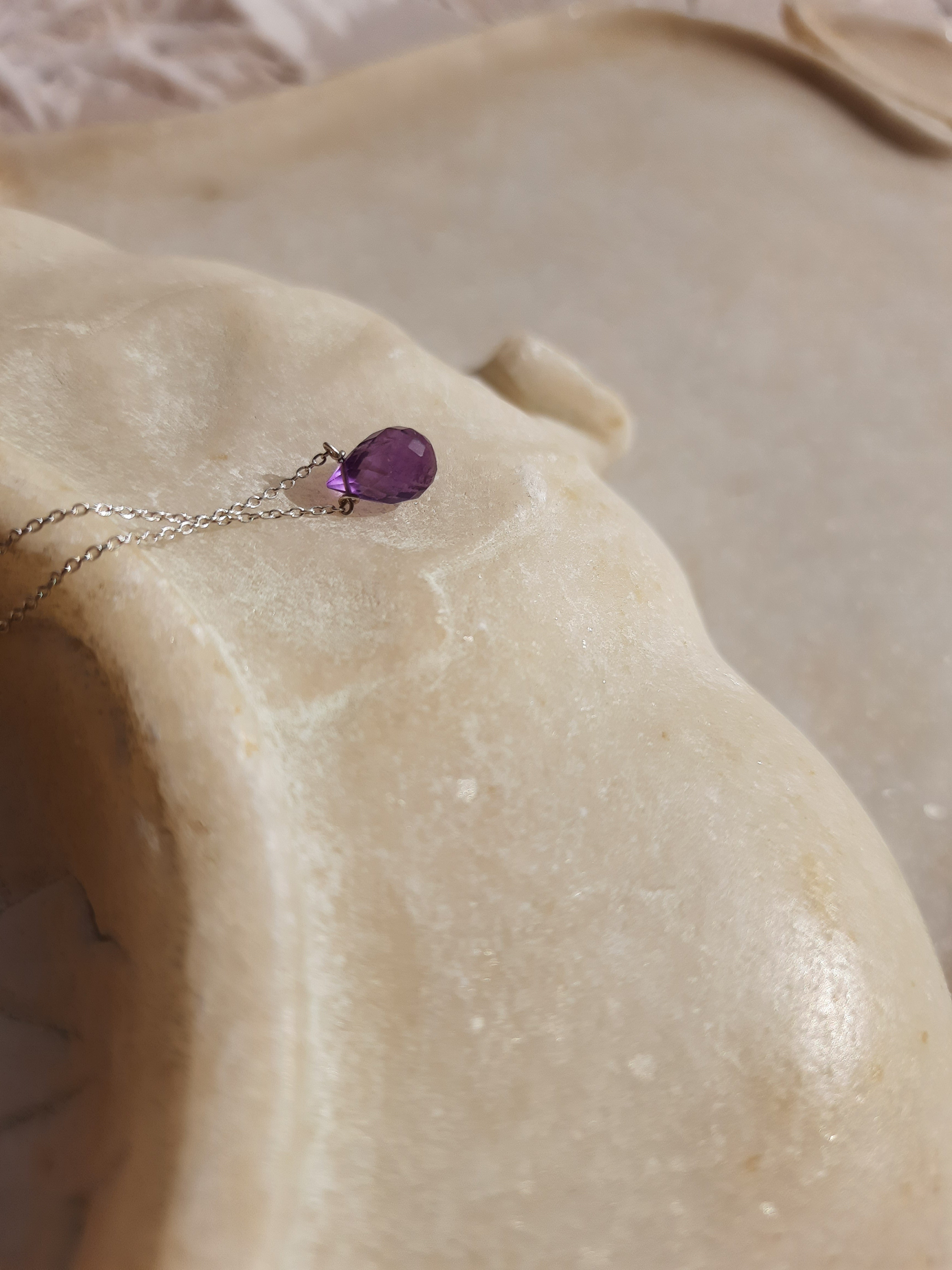 visno - Amethyst Tear shaped Drop Pendant