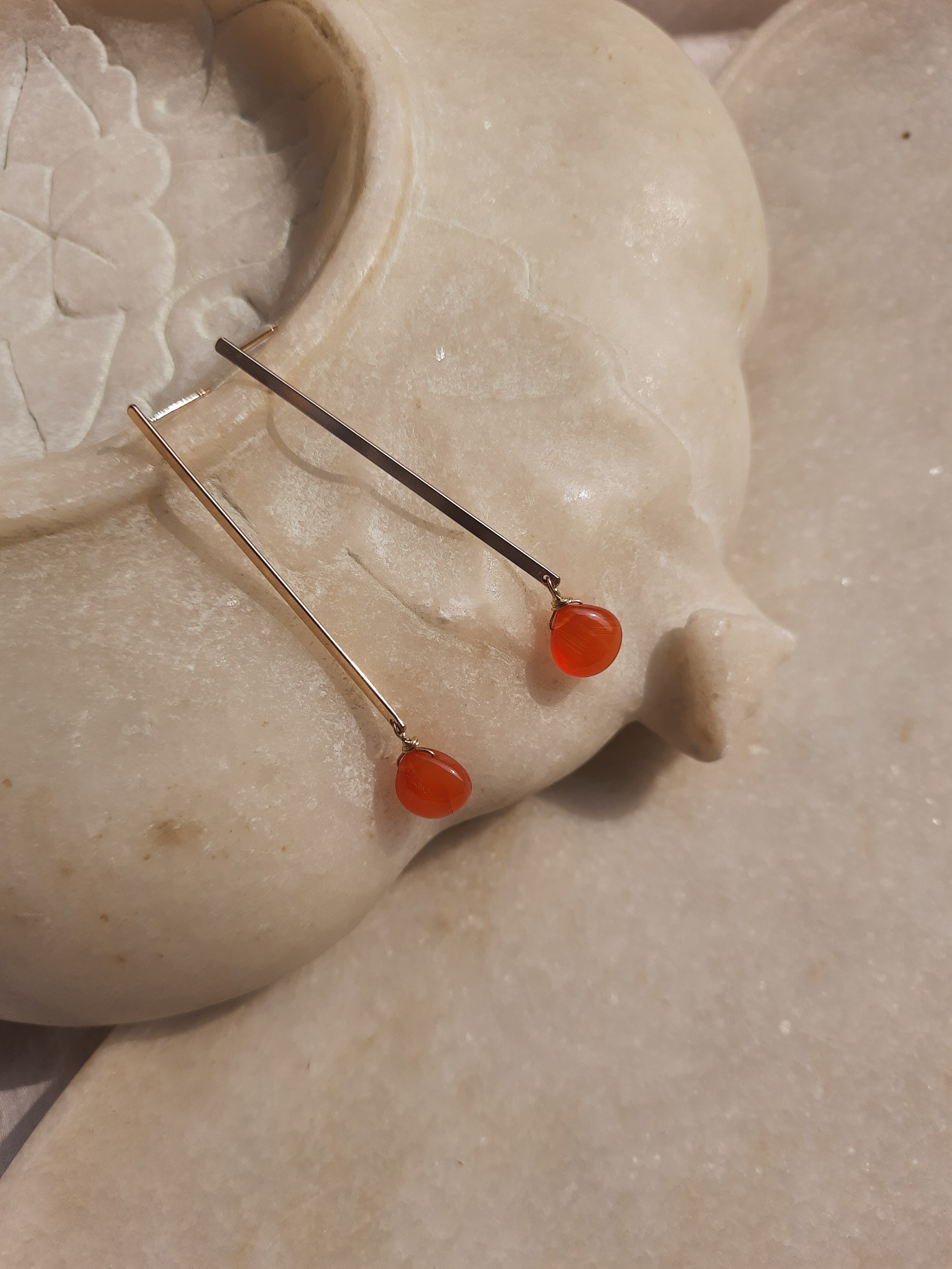 ekana - Carnelian Badamcha Stick Earrings