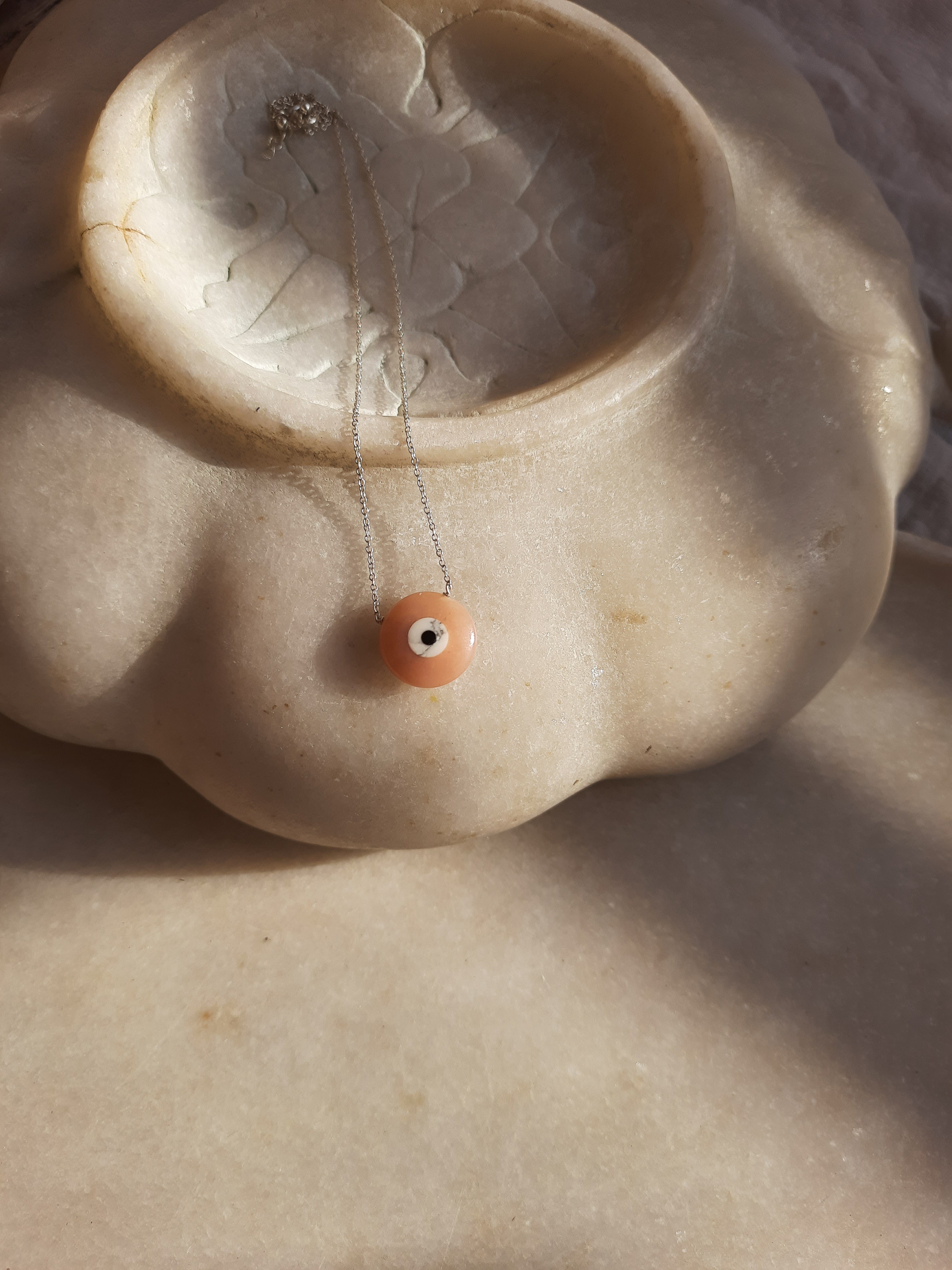 vedava - Pink Opal Evil Eye Pendant