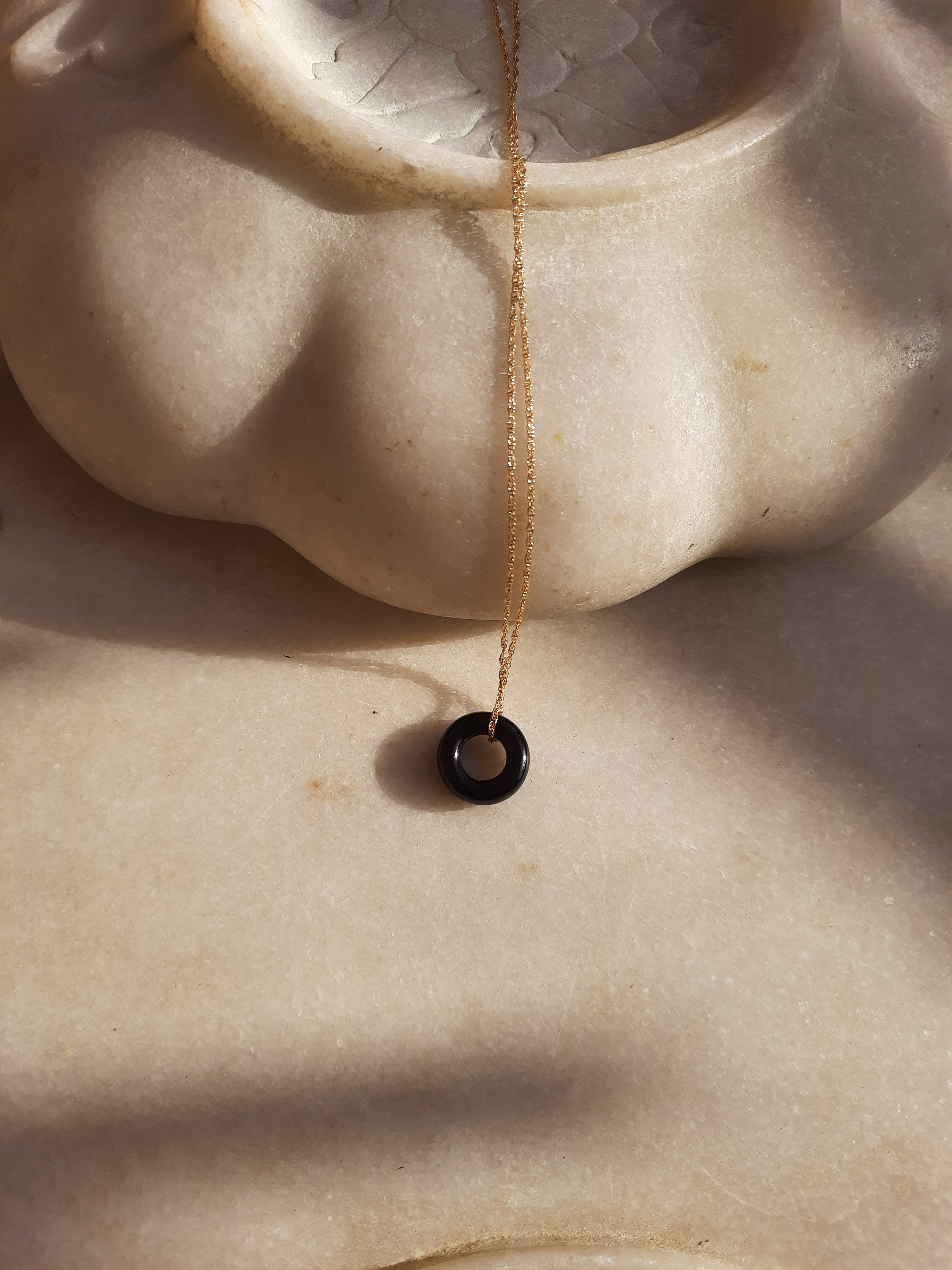 svan - Black Onyx Donut Pendant
