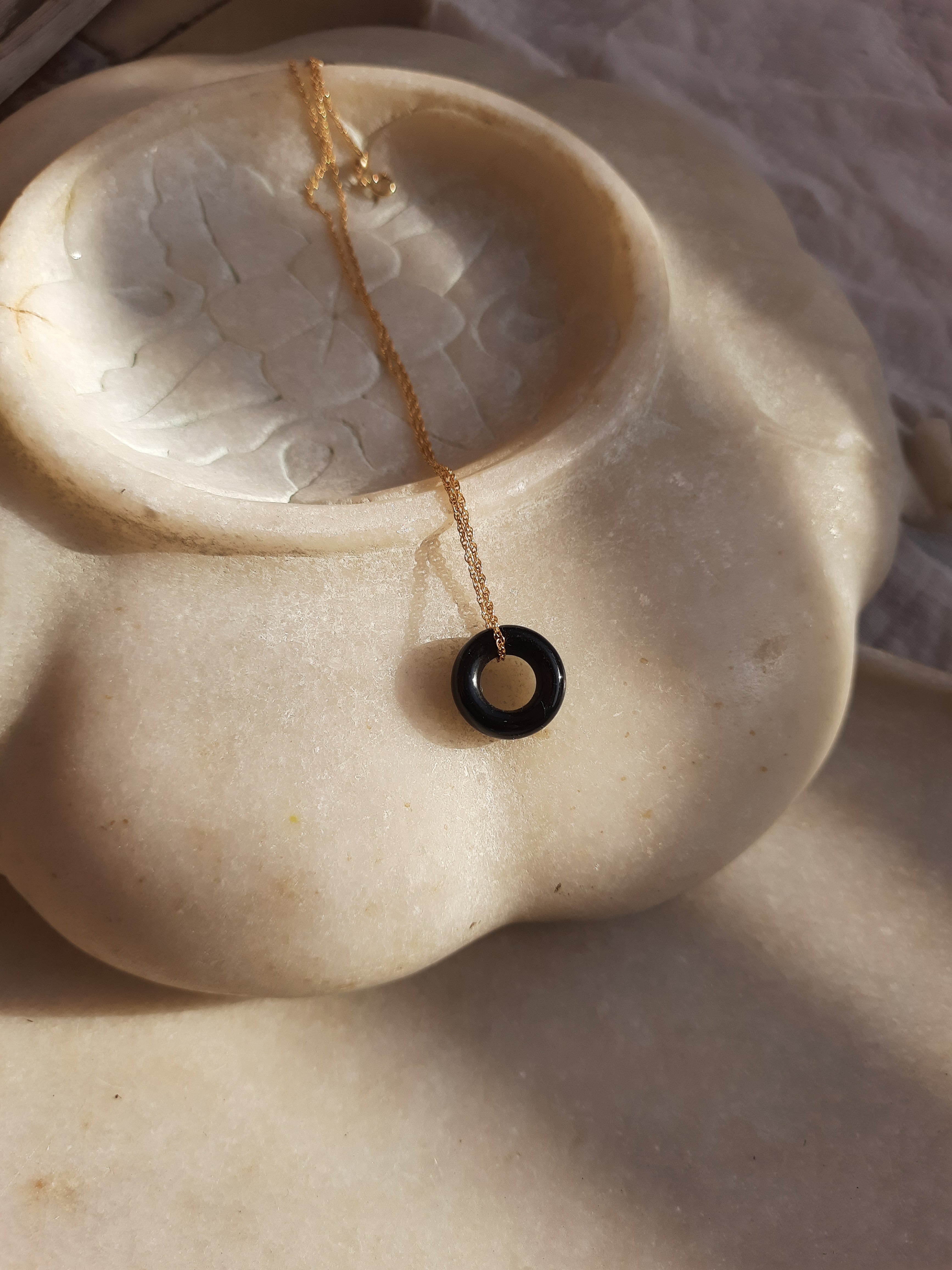 svan - Black Onyx Donut Pendant