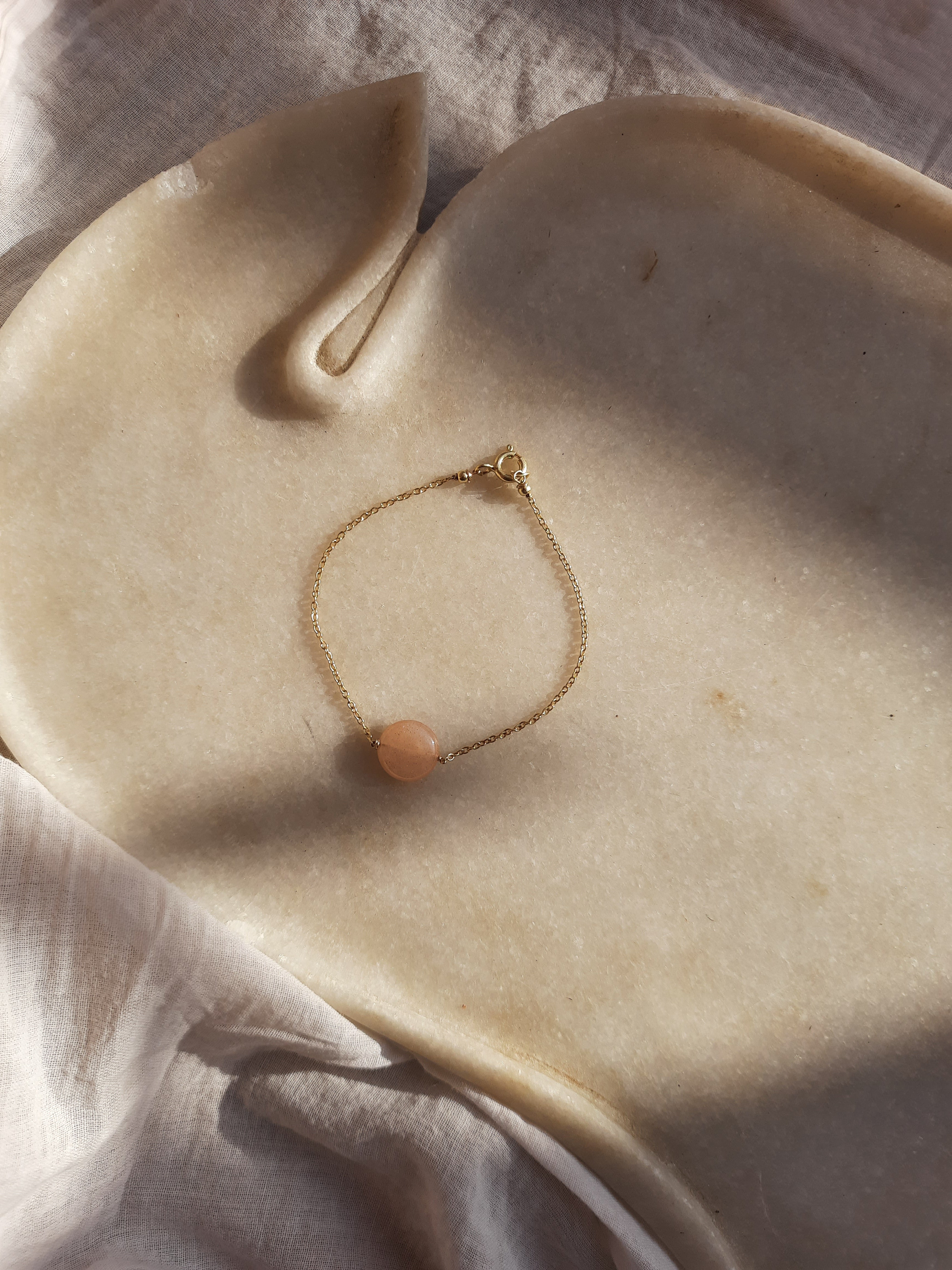 matsya - Peach Moonstone Round Bracelet