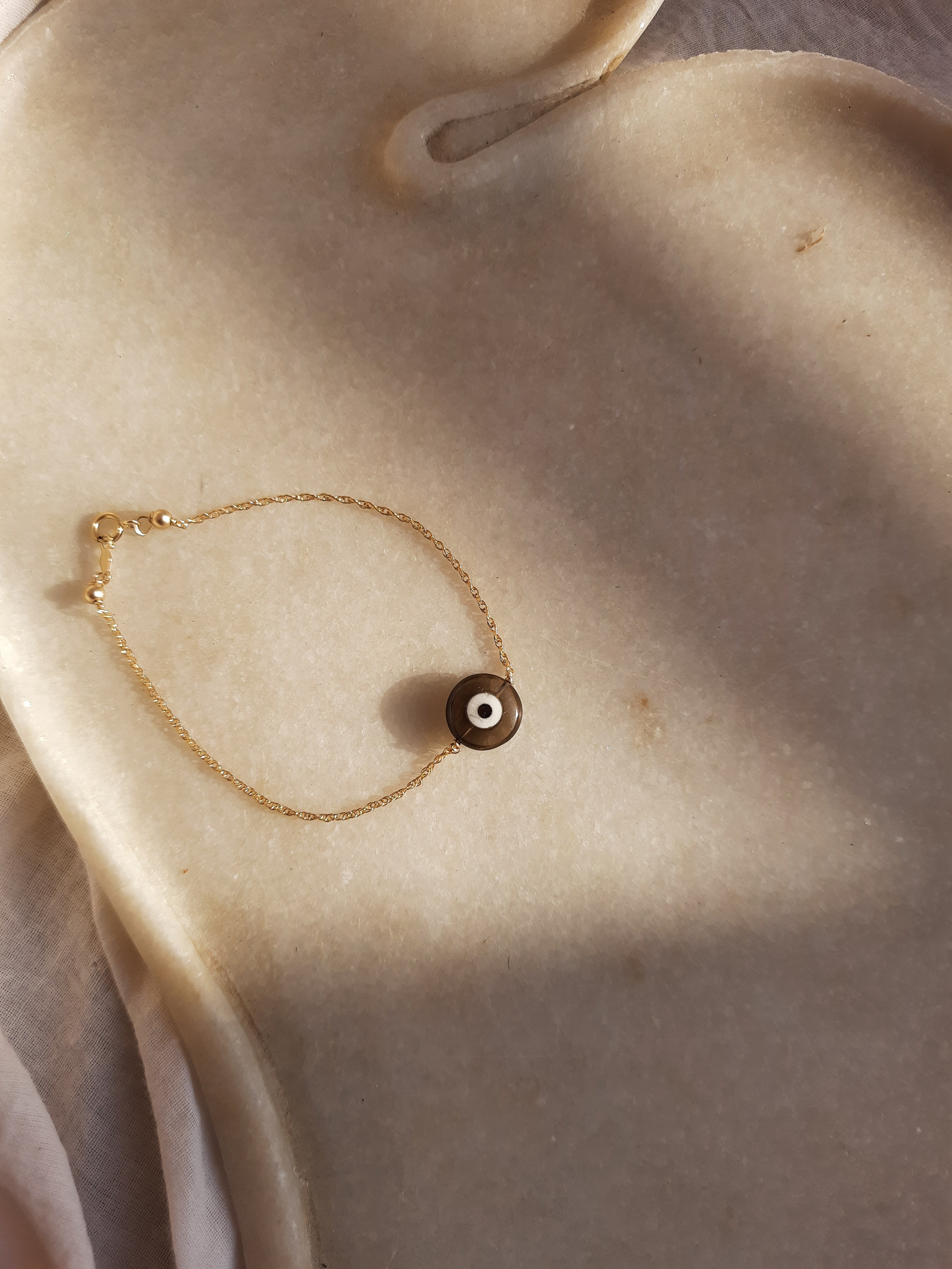 ayena - Smoky Quartz Evil Eye Bracelet