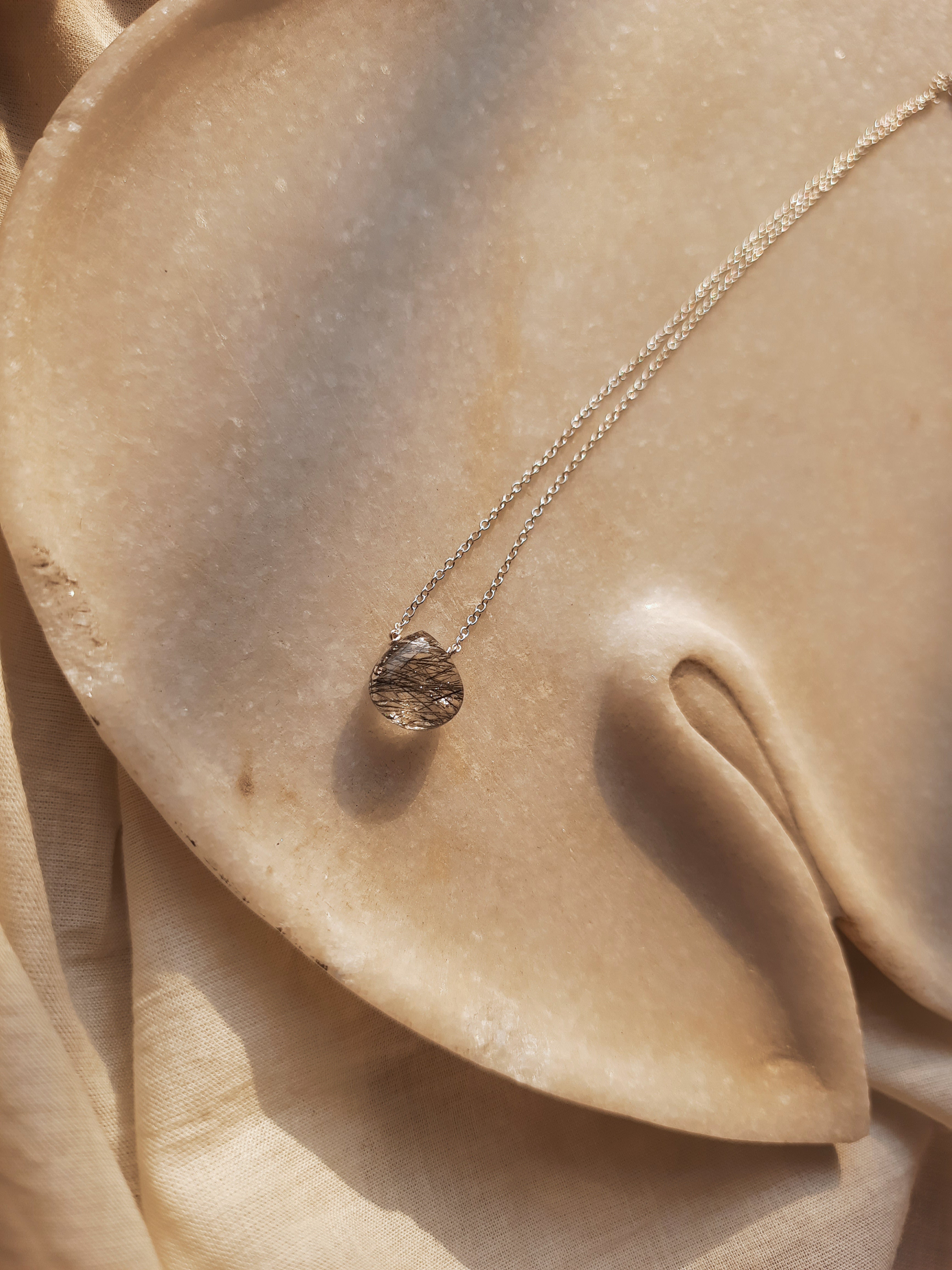sete - Black Rutilated Quartz Badamcha Pendant