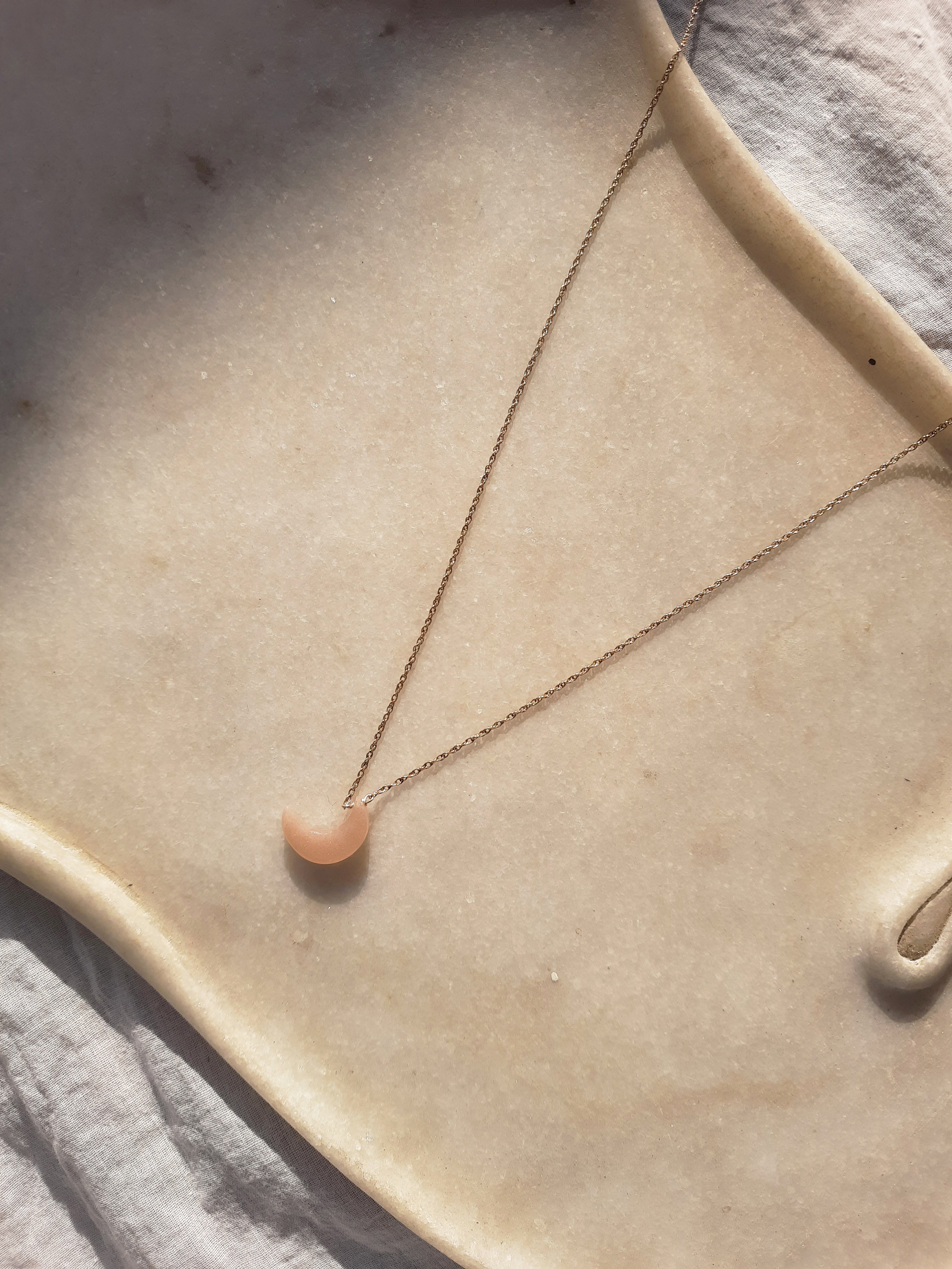 adhva - Peach Moonstone Luna Pendant