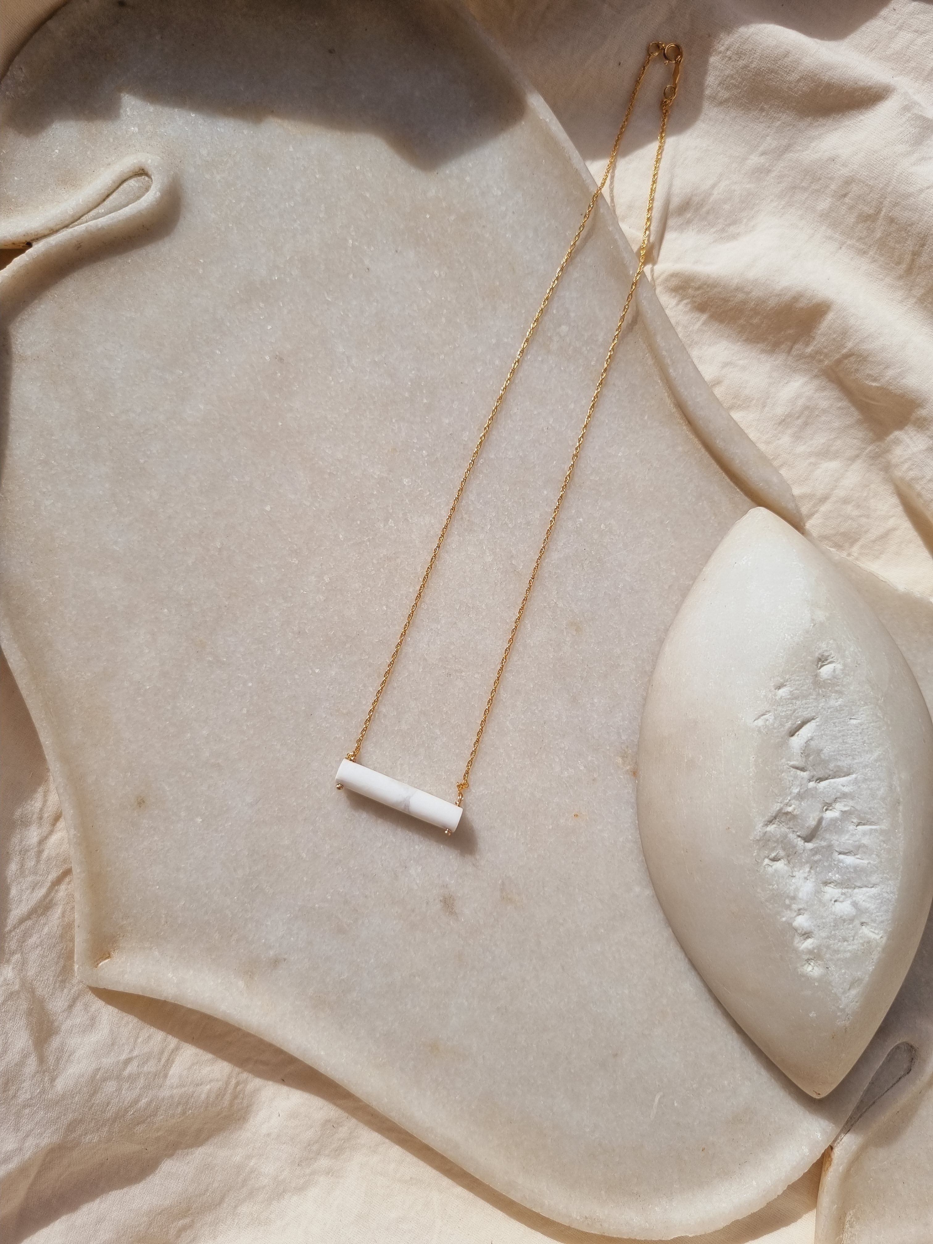 mudra - Howlite Pipe Pendant