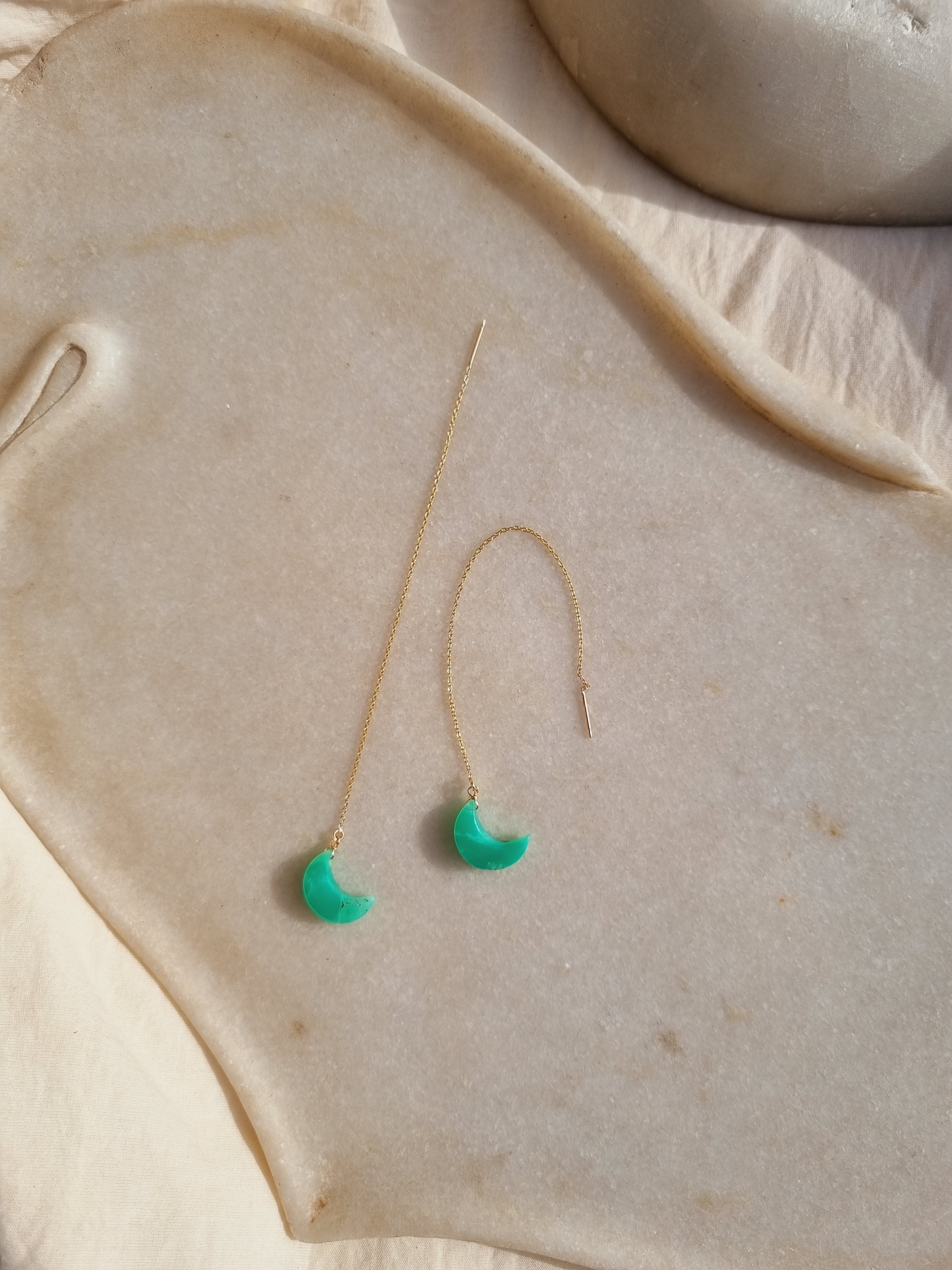 athaya - Chrysoprase Luna Earrings