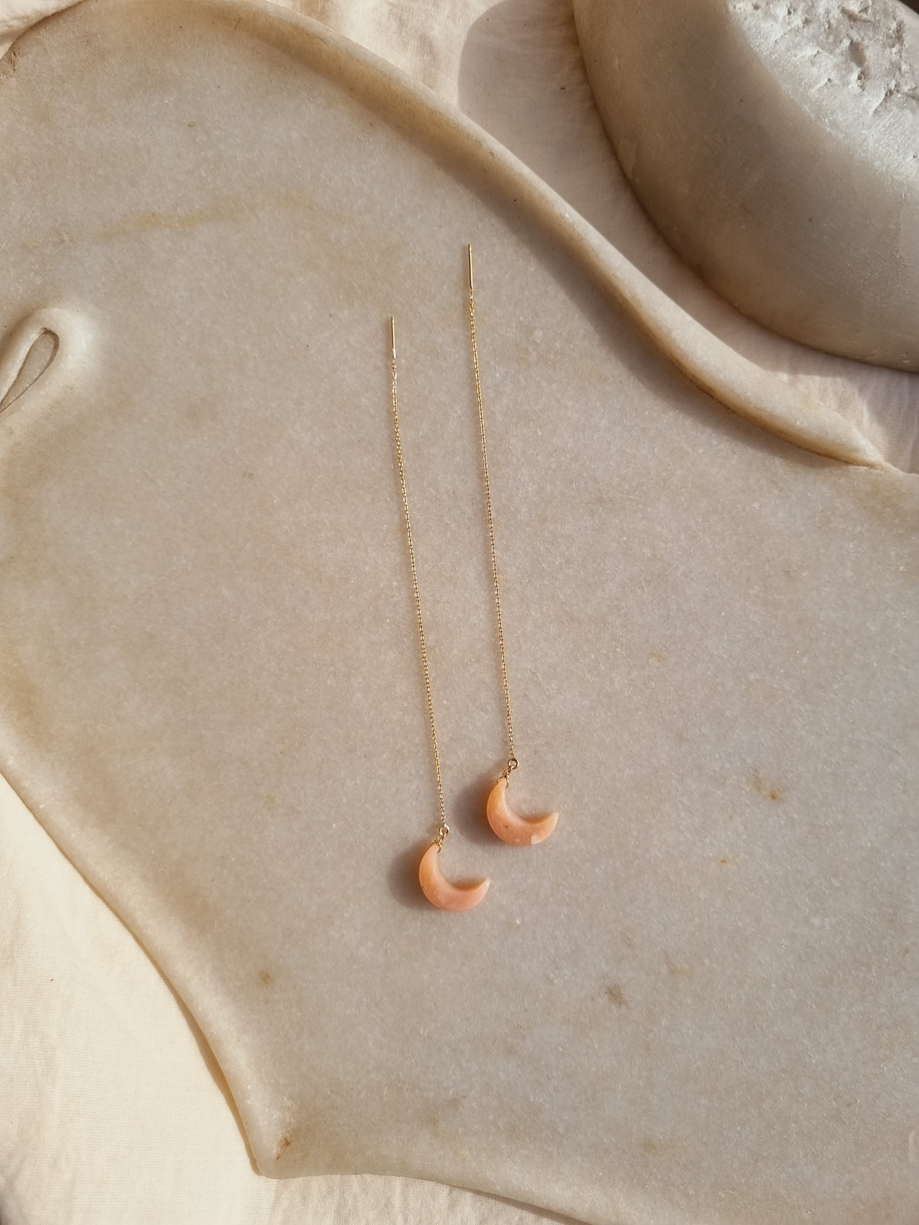 athaya - Pink Opal Luna Threader Earrings