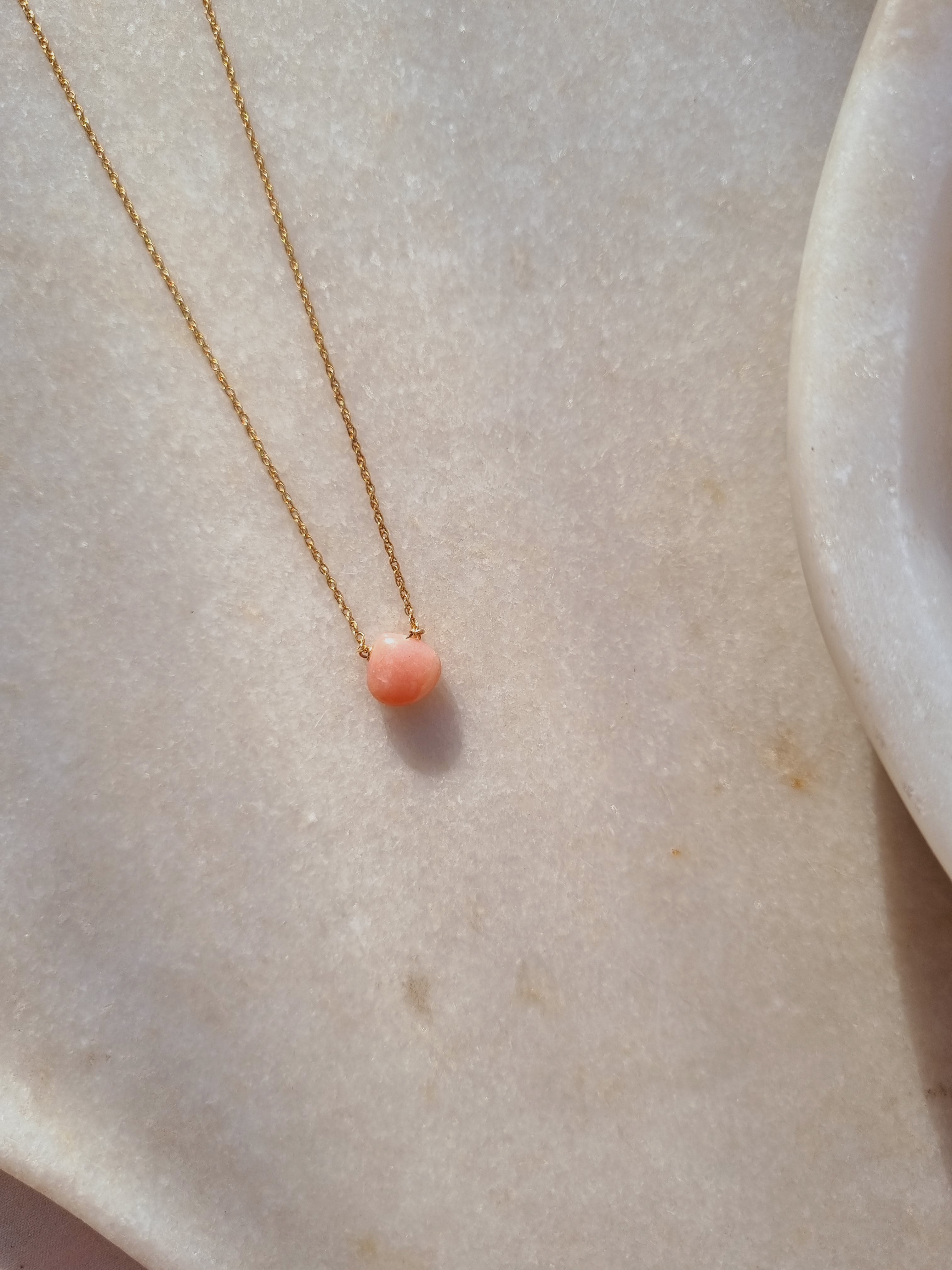 sete - Pink Opal Heart Shaped Drop Pendant