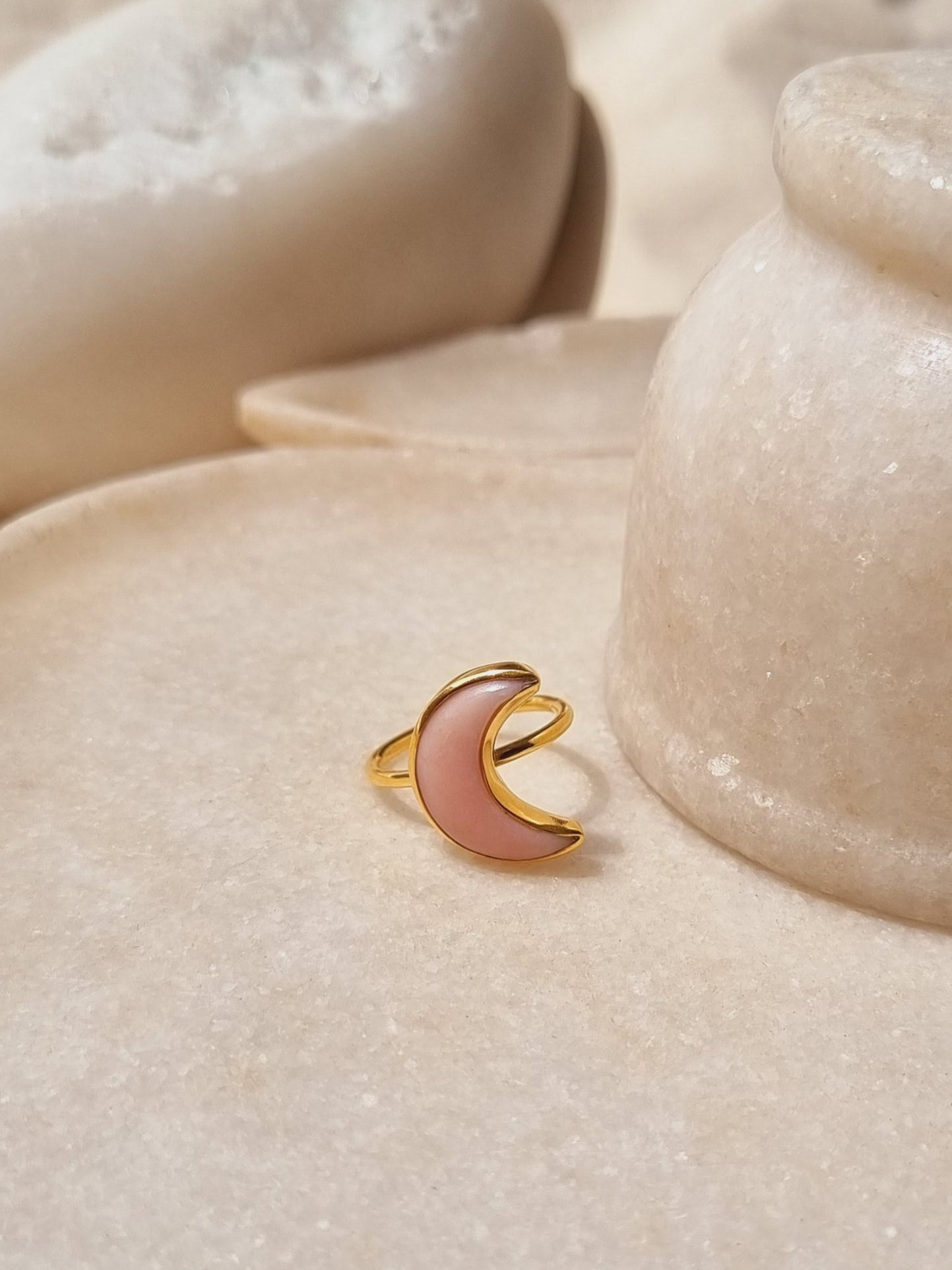 chandra - Pink Opal Luna Ring
