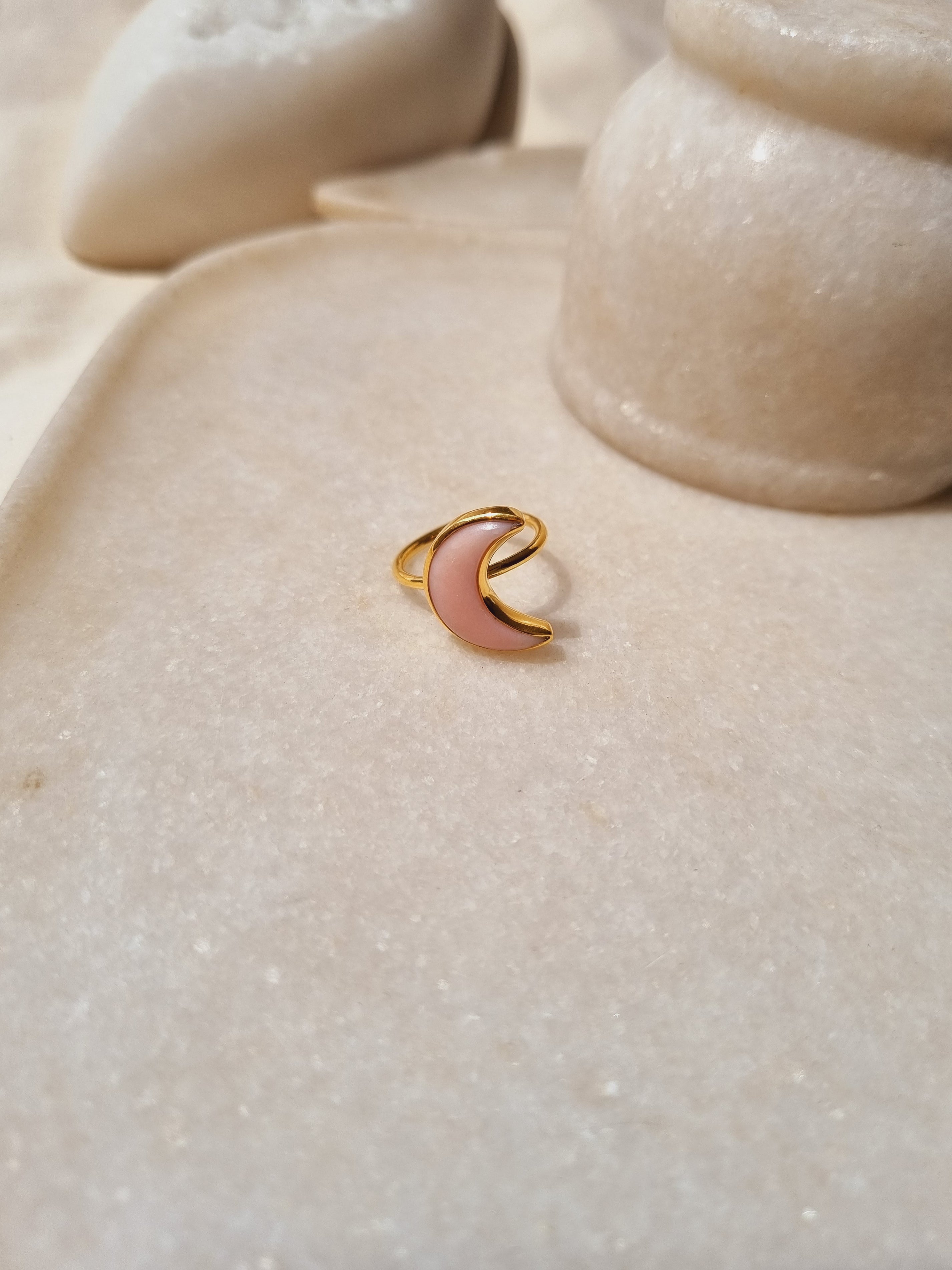 chandra - Pink Opal Luna Ring