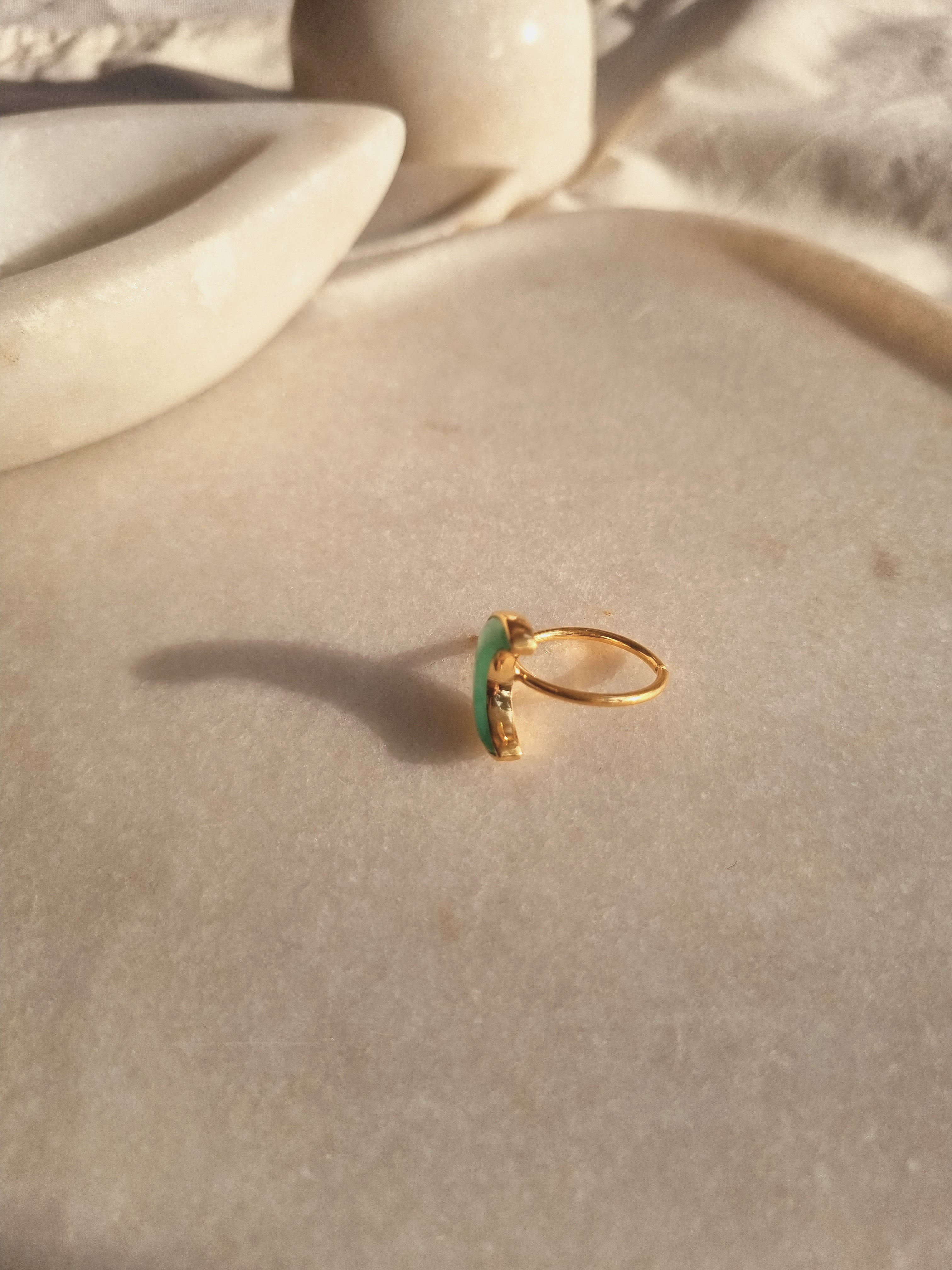 chandra - Chrysoprase Luna Ring