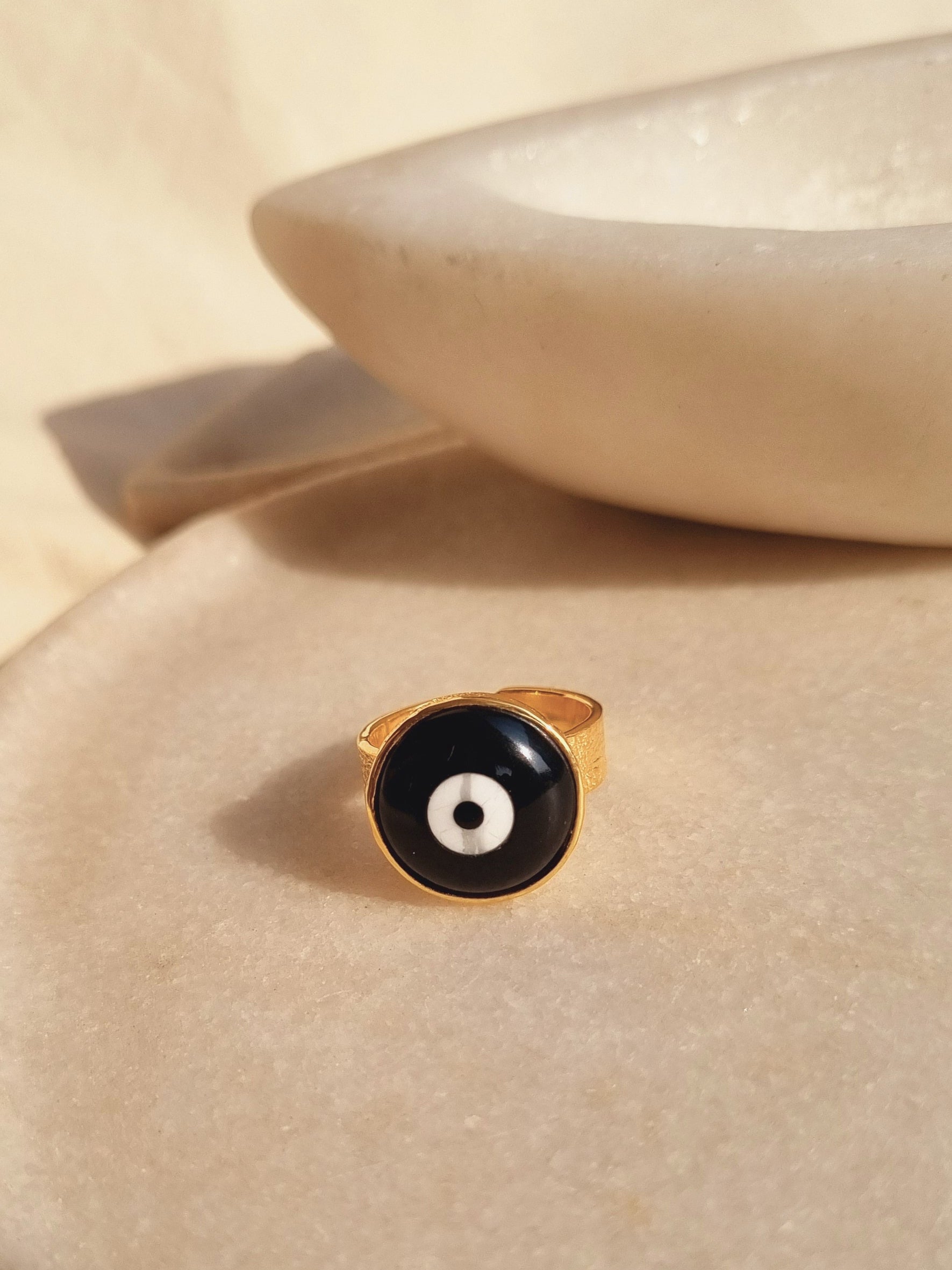 nazra - Black Evil Eye Saturn Ring