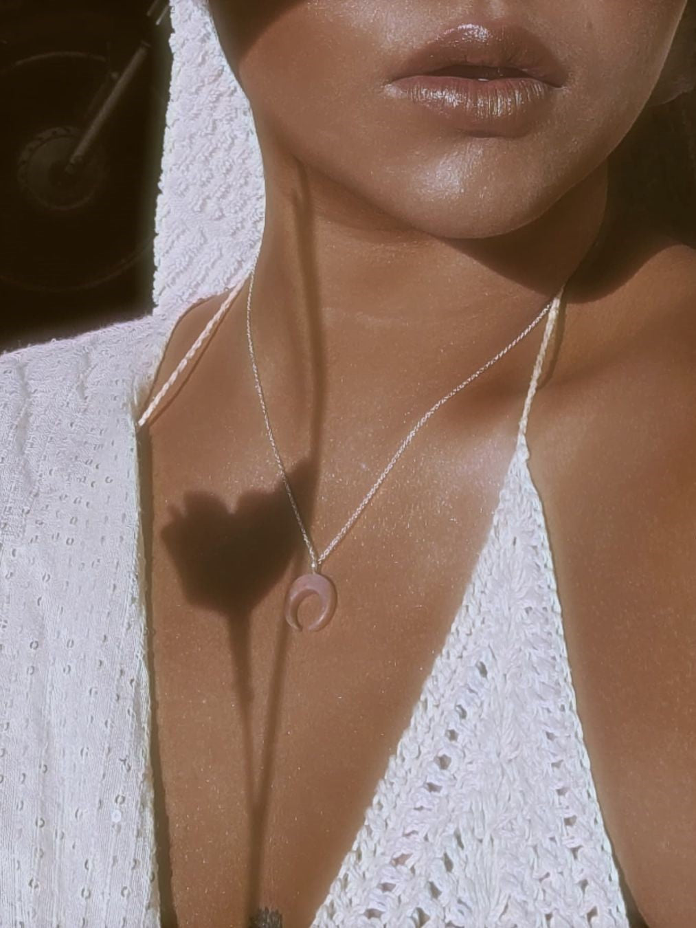 koka - Pink Opal Crescent Pendant