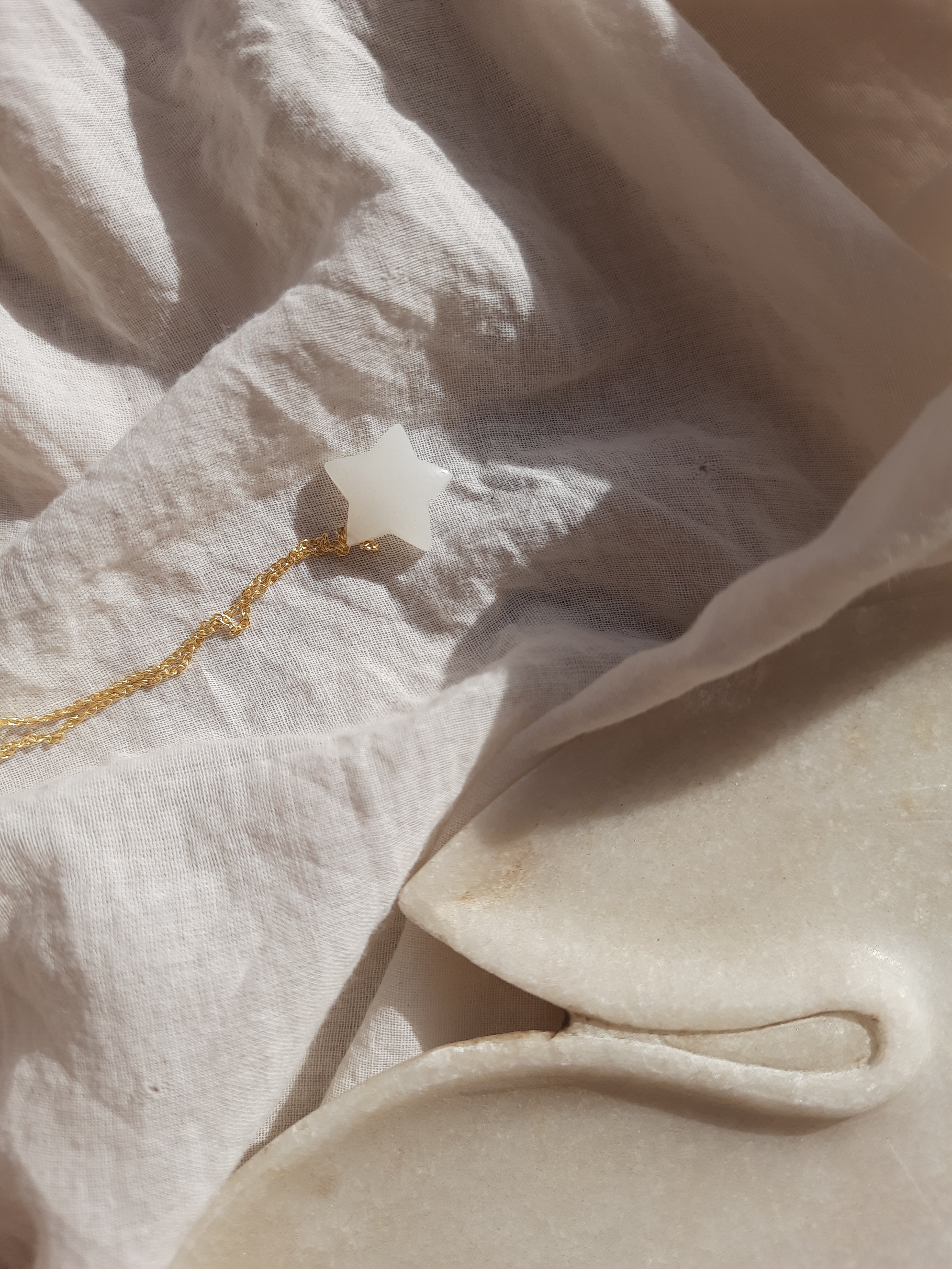 revati - White Moonstone Star Pendant