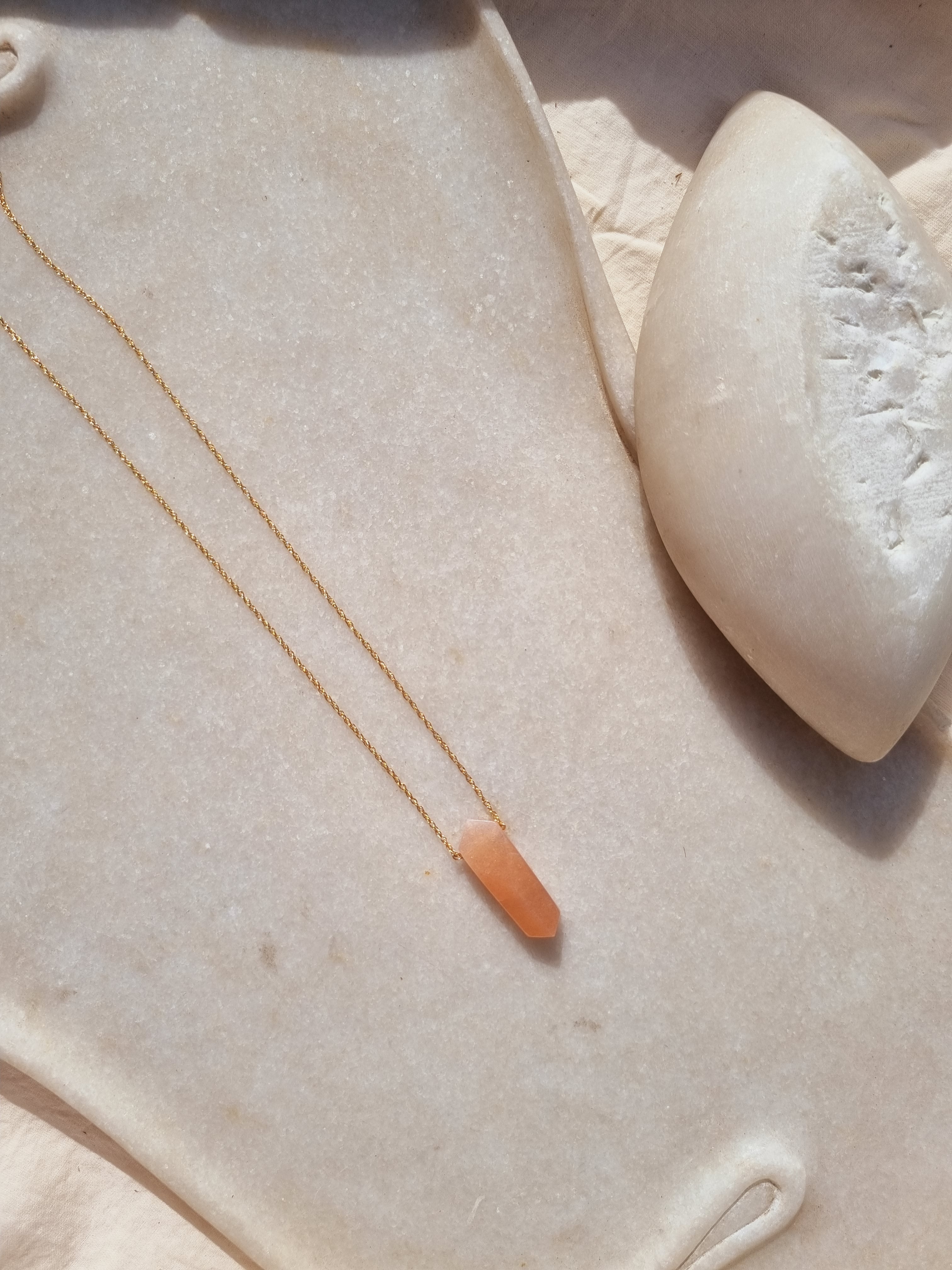 avya - Peach Moonstone Bullet Pendant