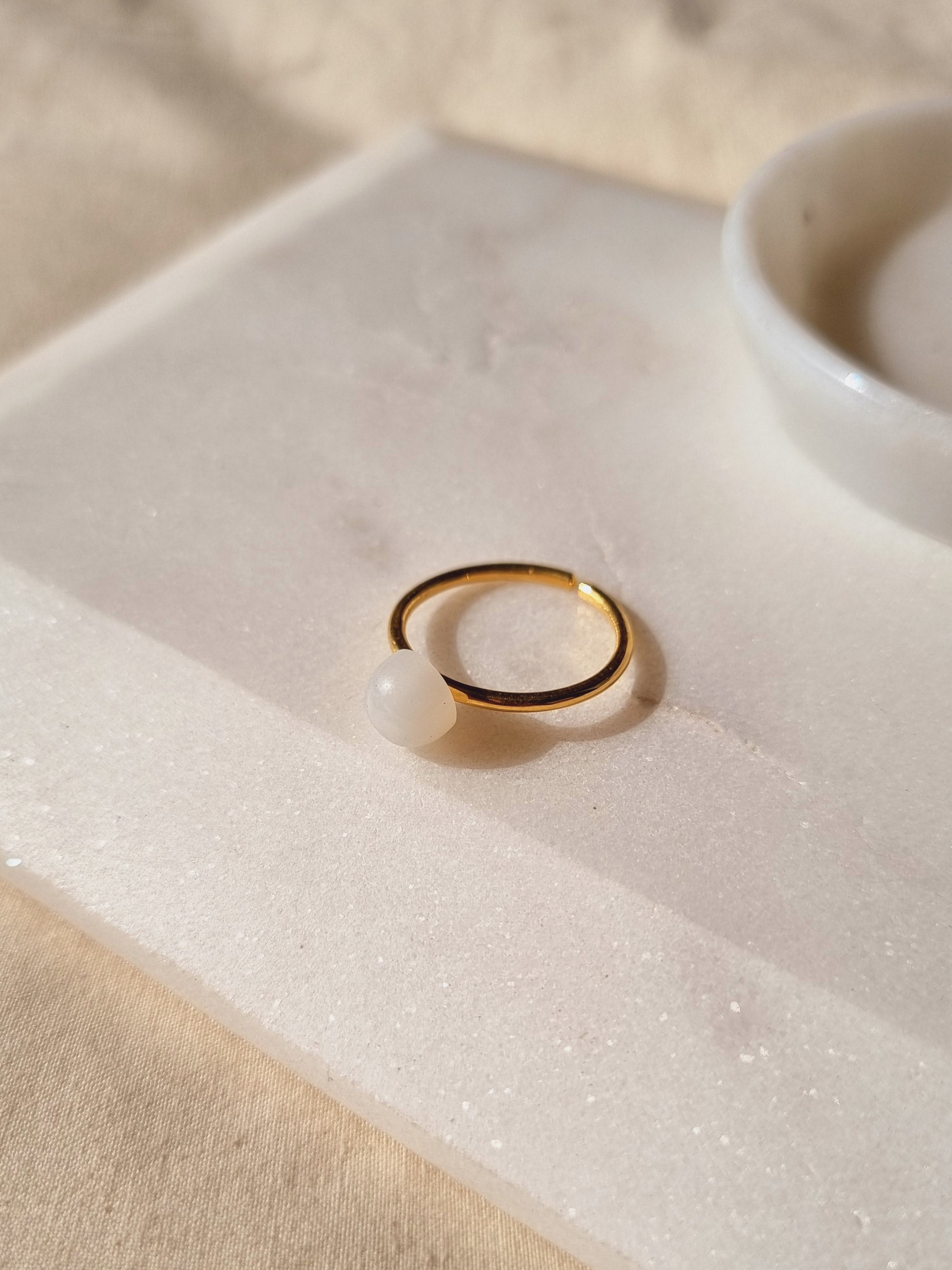 bhumi - White Moonstone Mood Ring