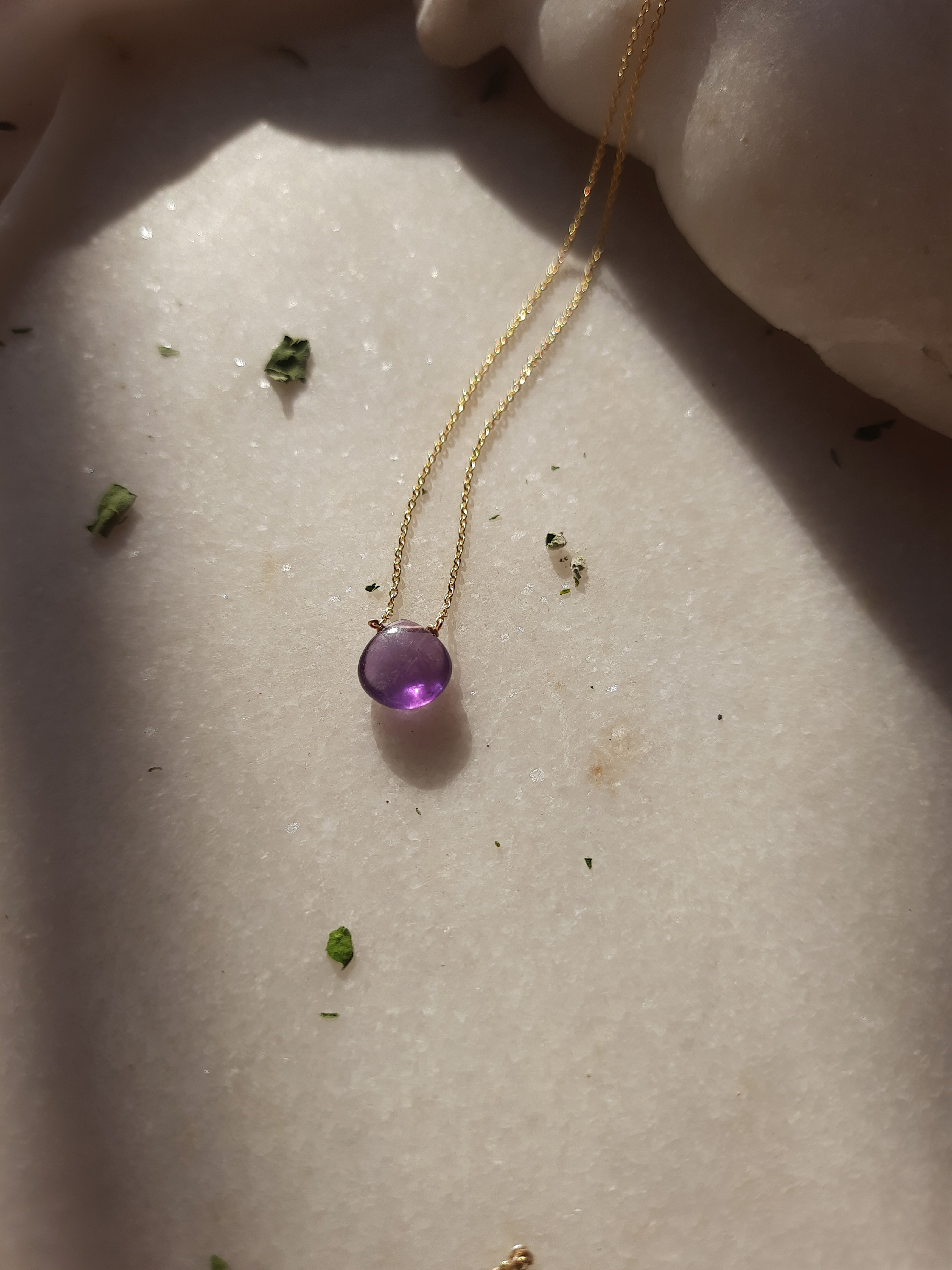 sete - Amethyst Heart Shaped Drop Pendant