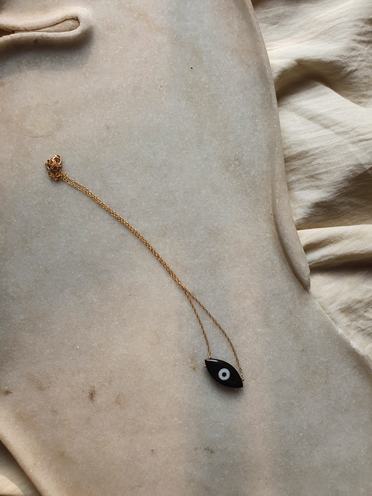 edav - Black Onyx Evil Eye Marquise Pendant