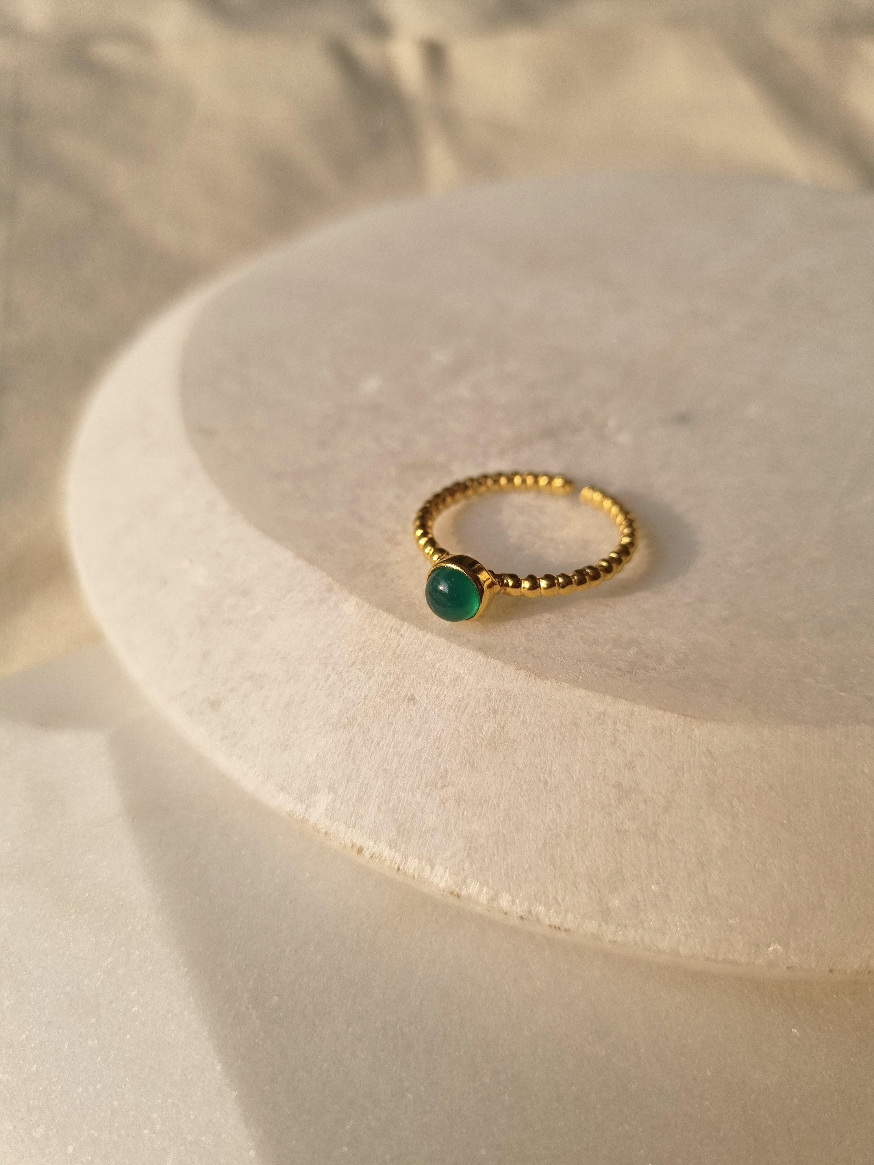 sukra - Green Onyx Venus Ring