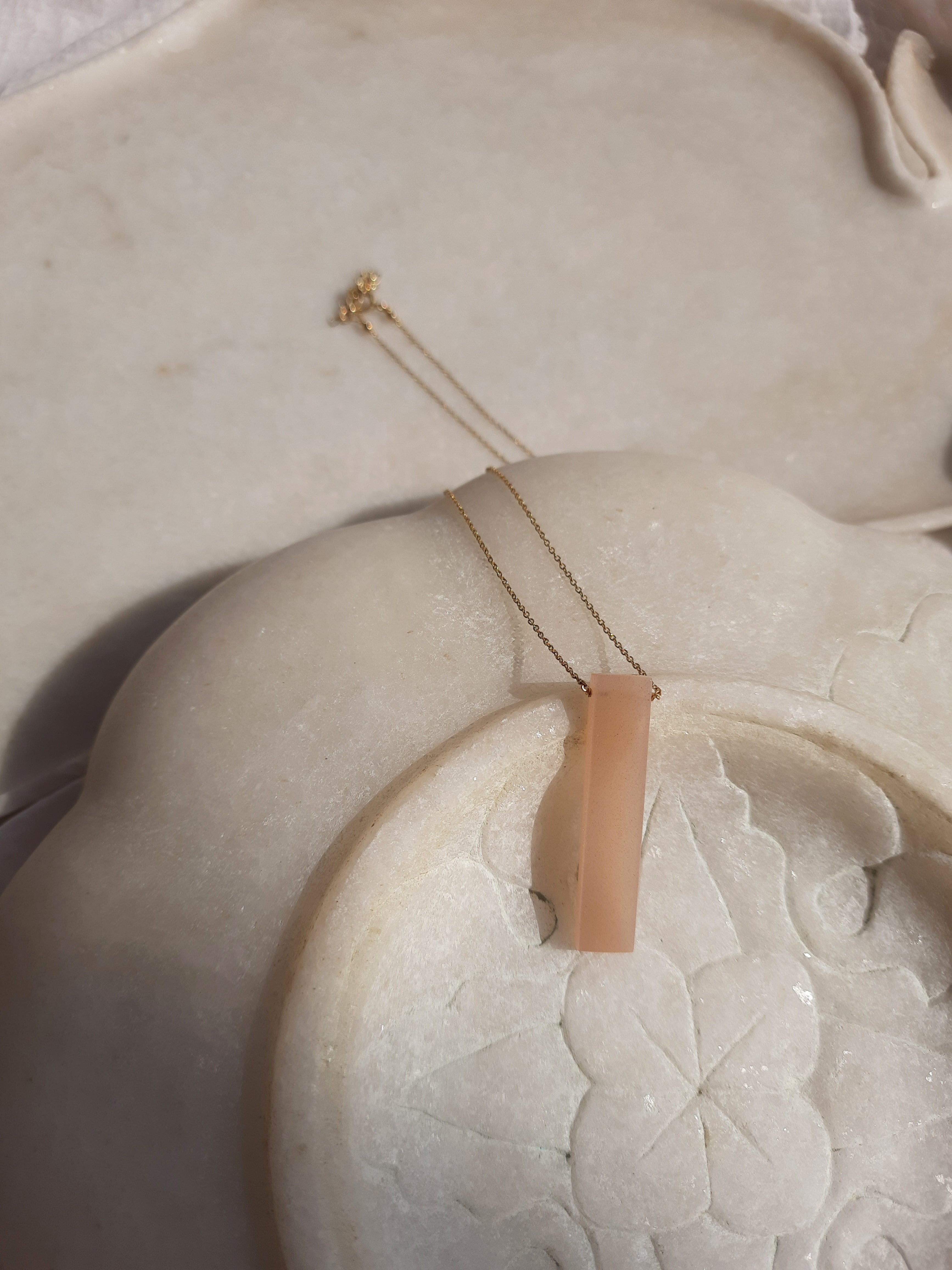 ayatah - Peach Moonstone Long Bar Pendant