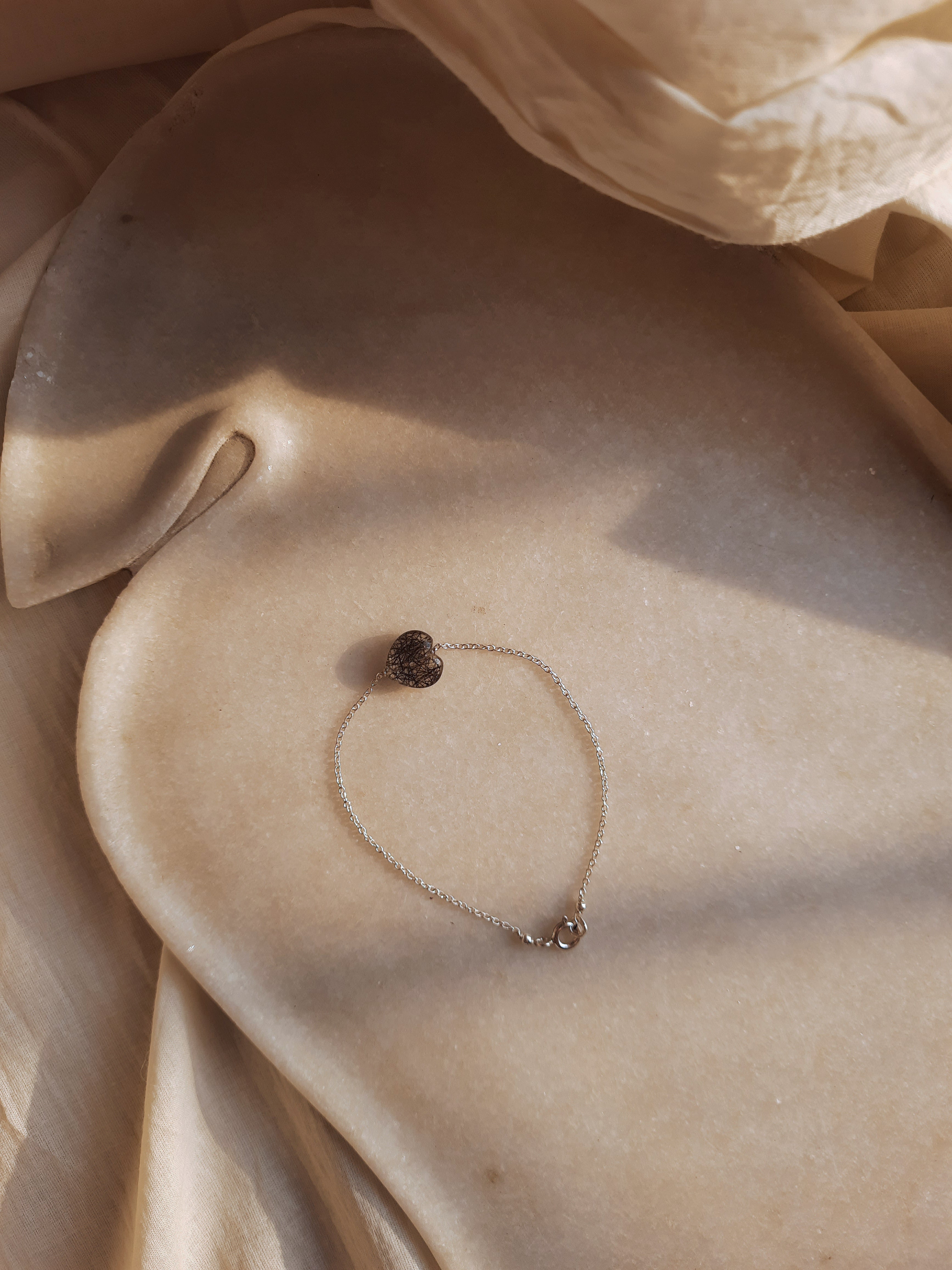 kauri - Black Rutilated Quartz Heart Bracelet