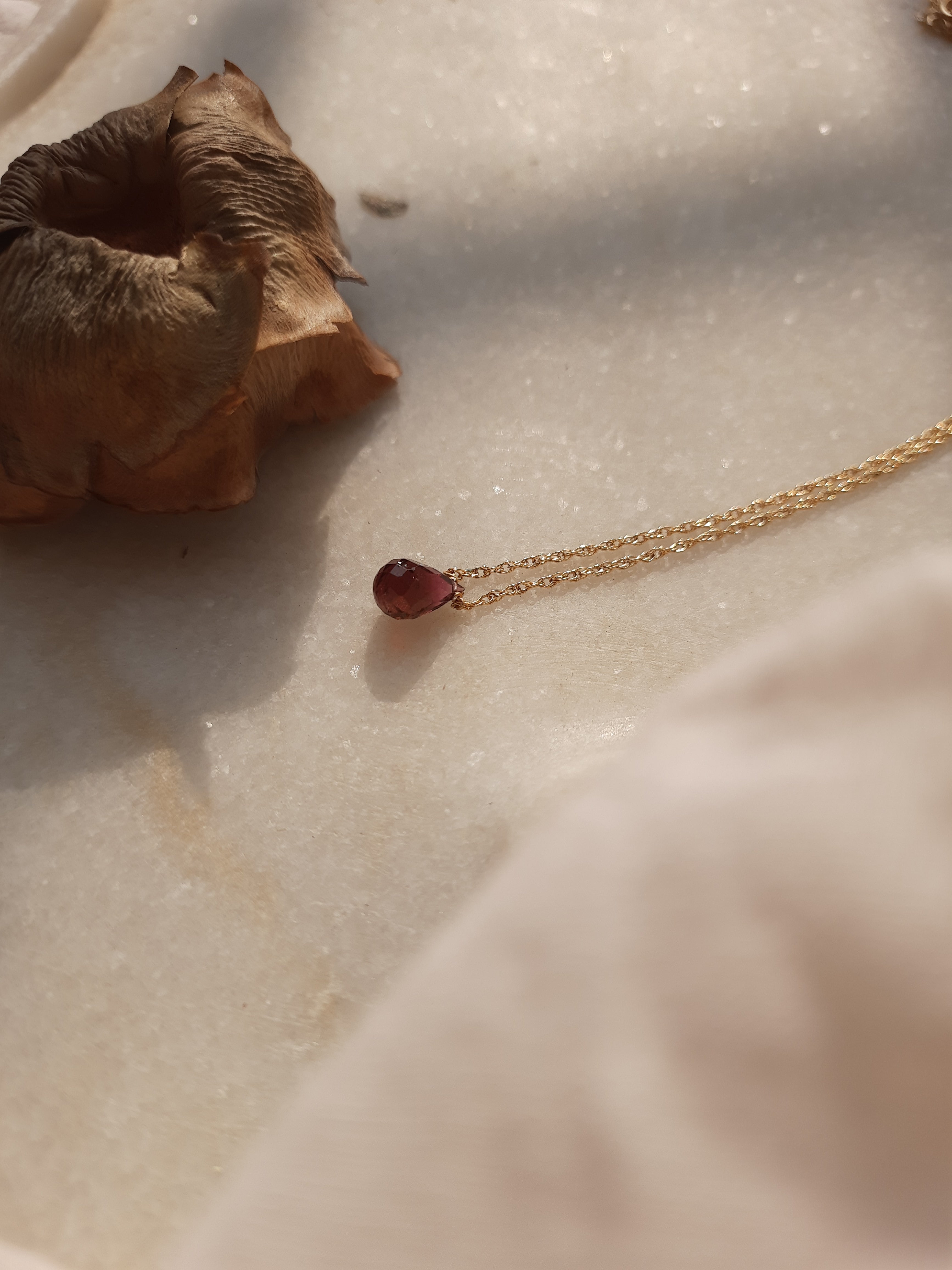 visno - Pink Tourmaline Tear shaped Drop Pendant