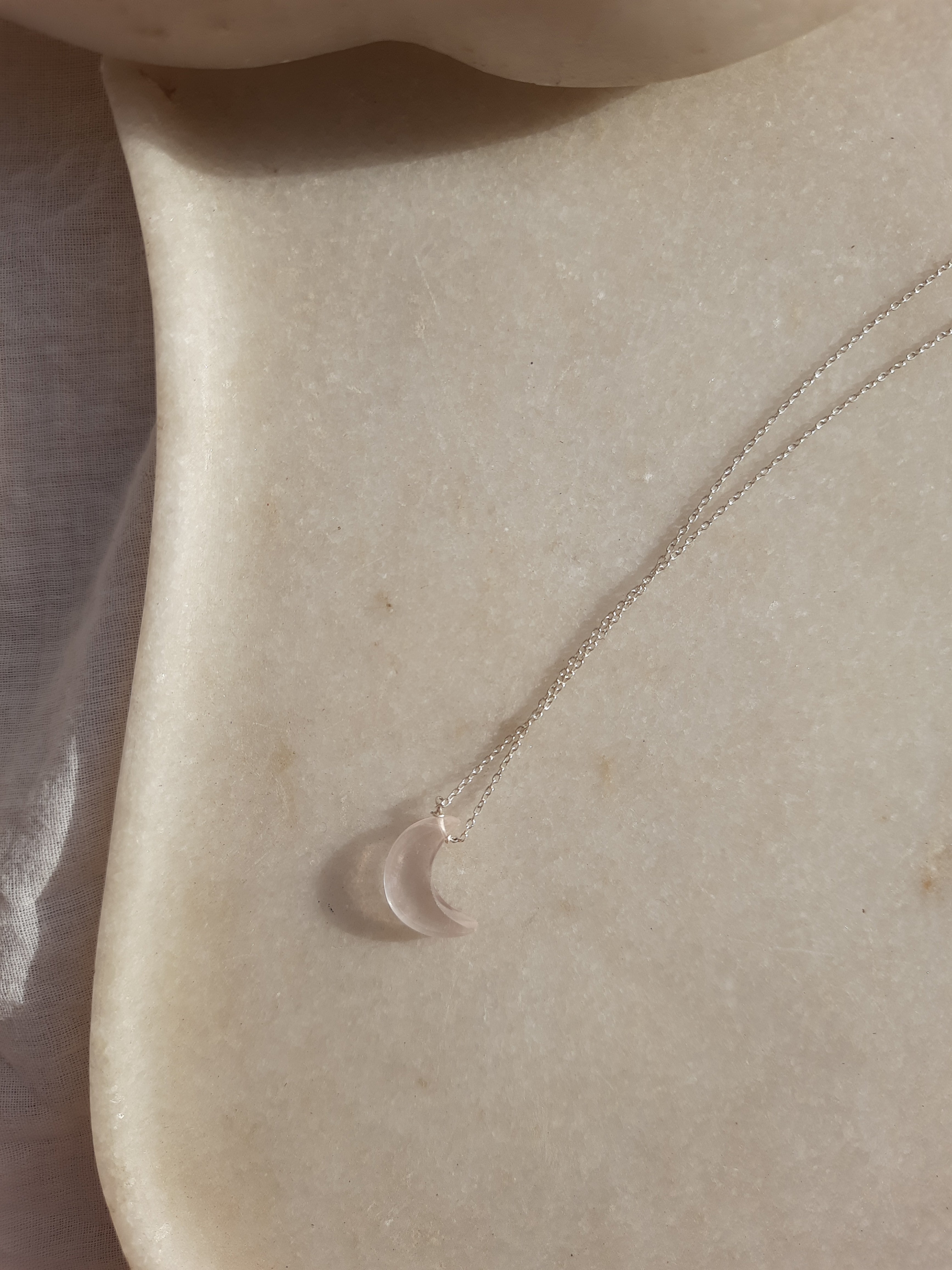 adhva - Rose Quartz Luna Pendant