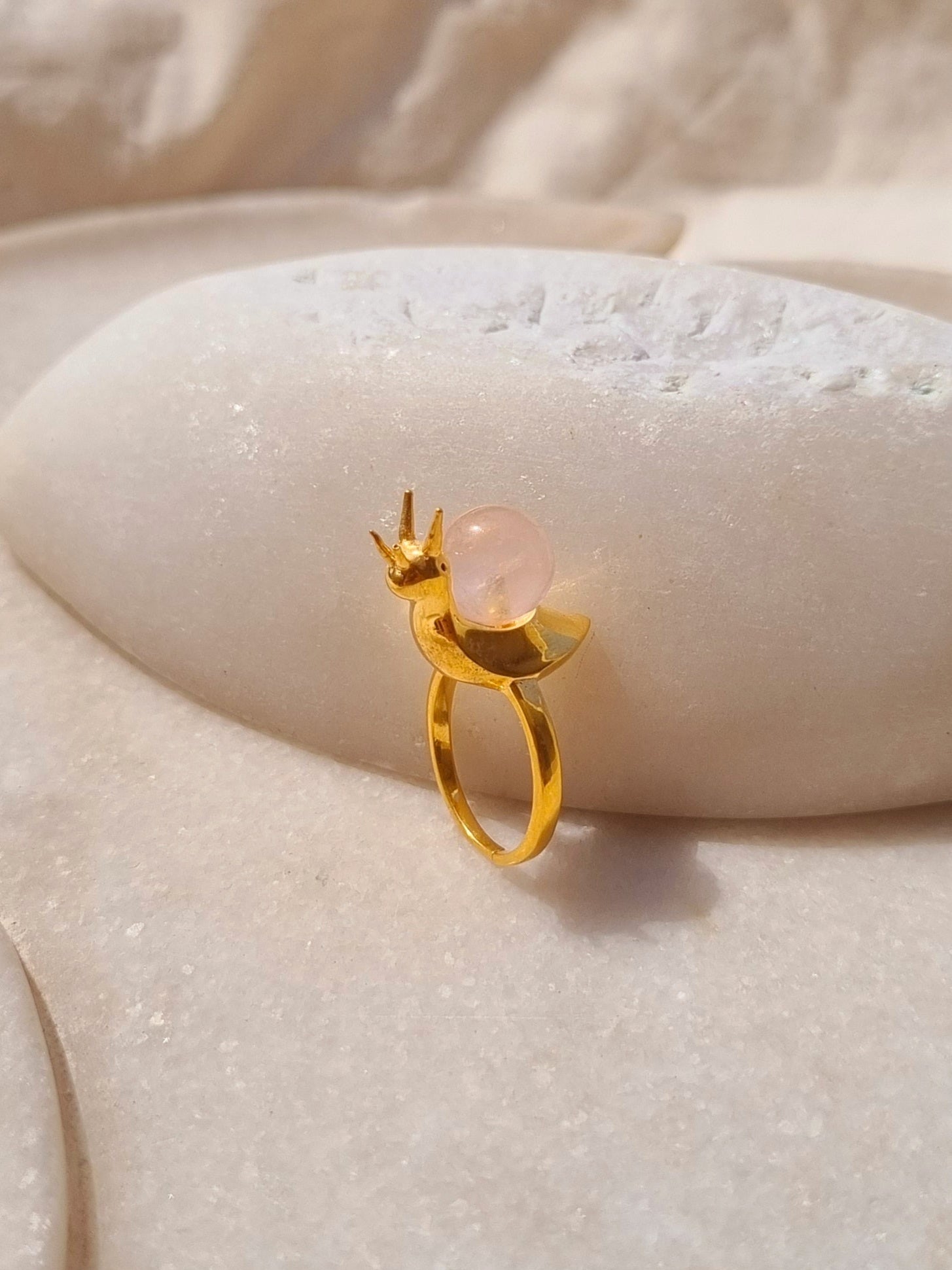 snail - Rose Quartz Ring