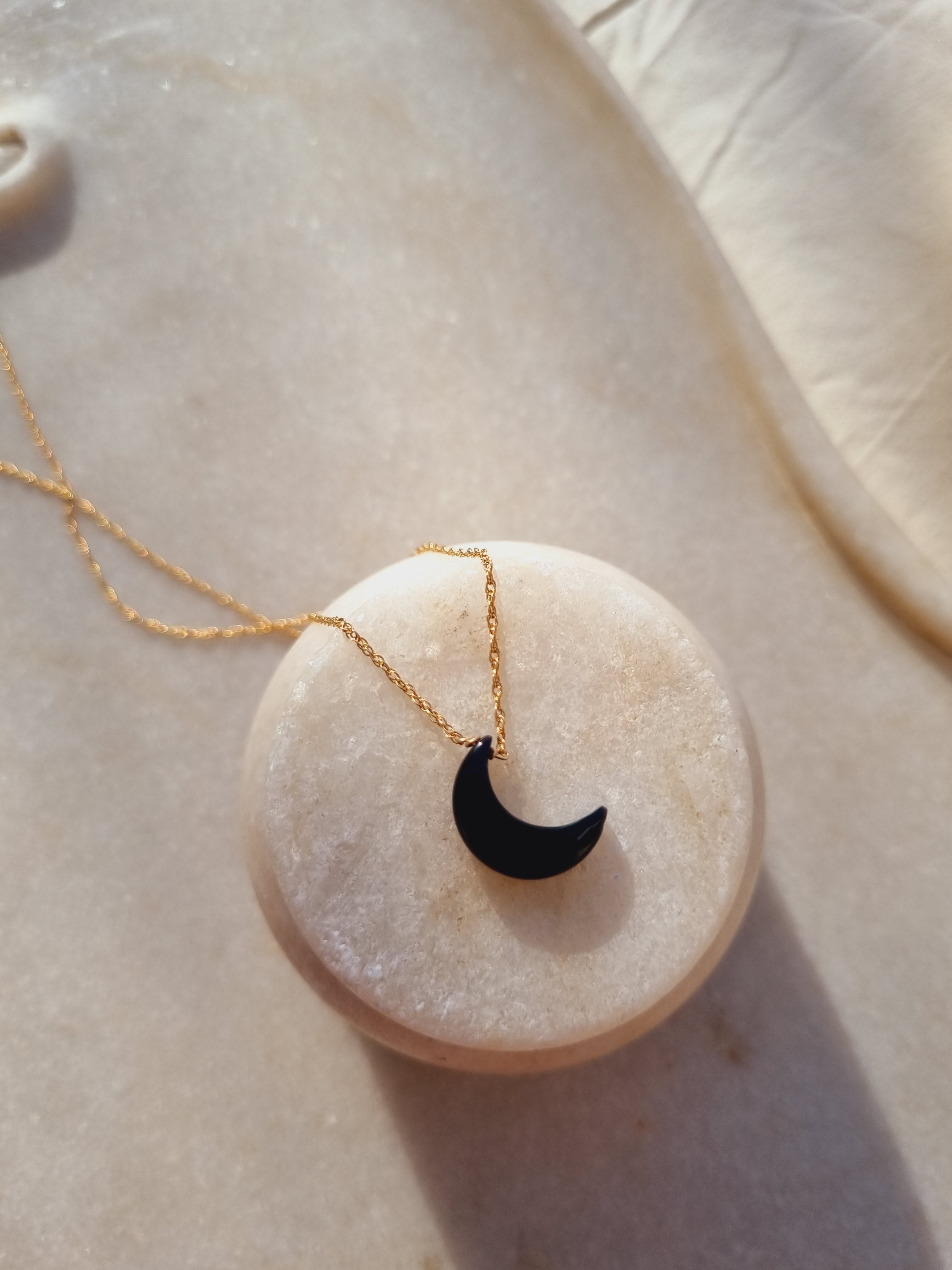 adhva - Black Onyx Luna Pendant