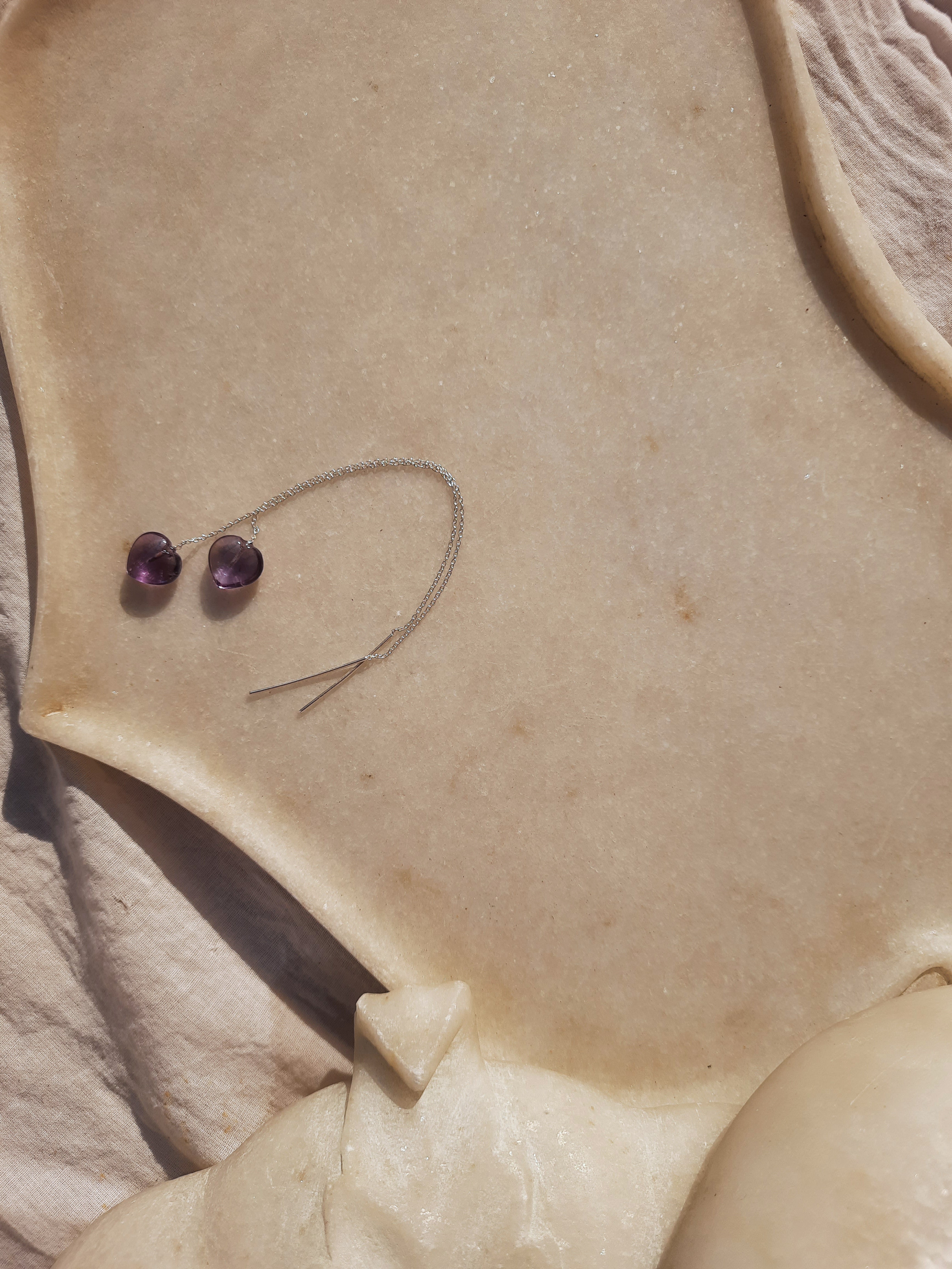 adyati - Amethyst Heart Threader Earrings