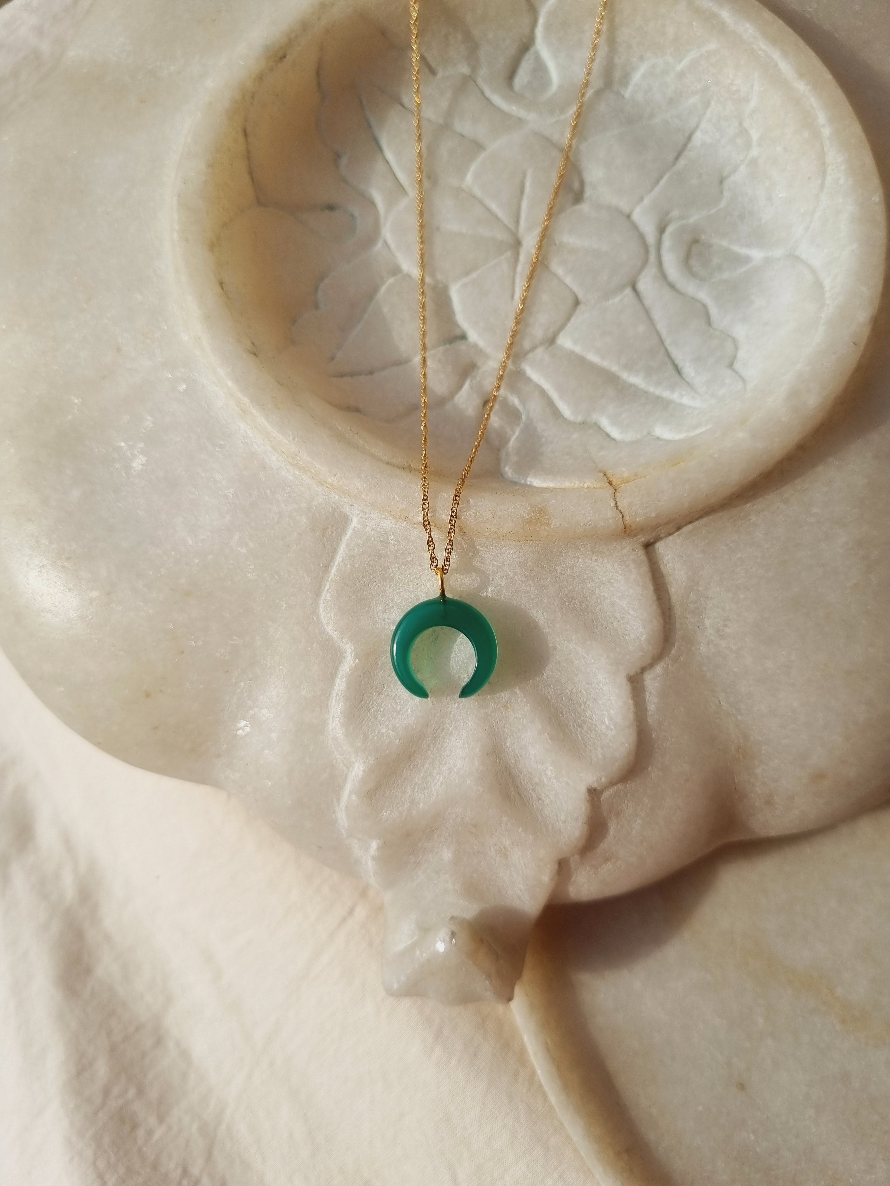 koka - Green Onyx Crescent Pendant