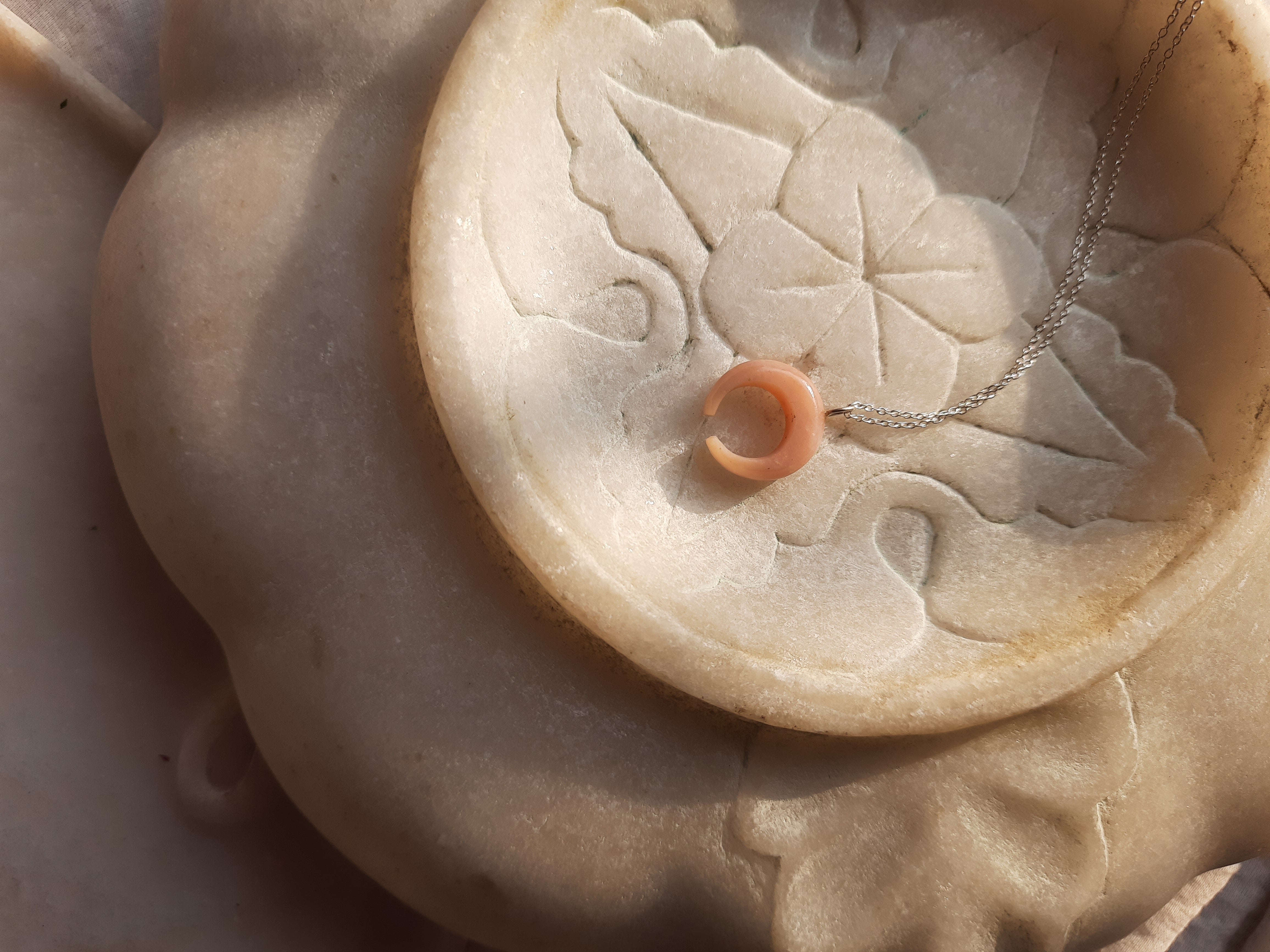 koka - Pink Opal Crescent Pendant