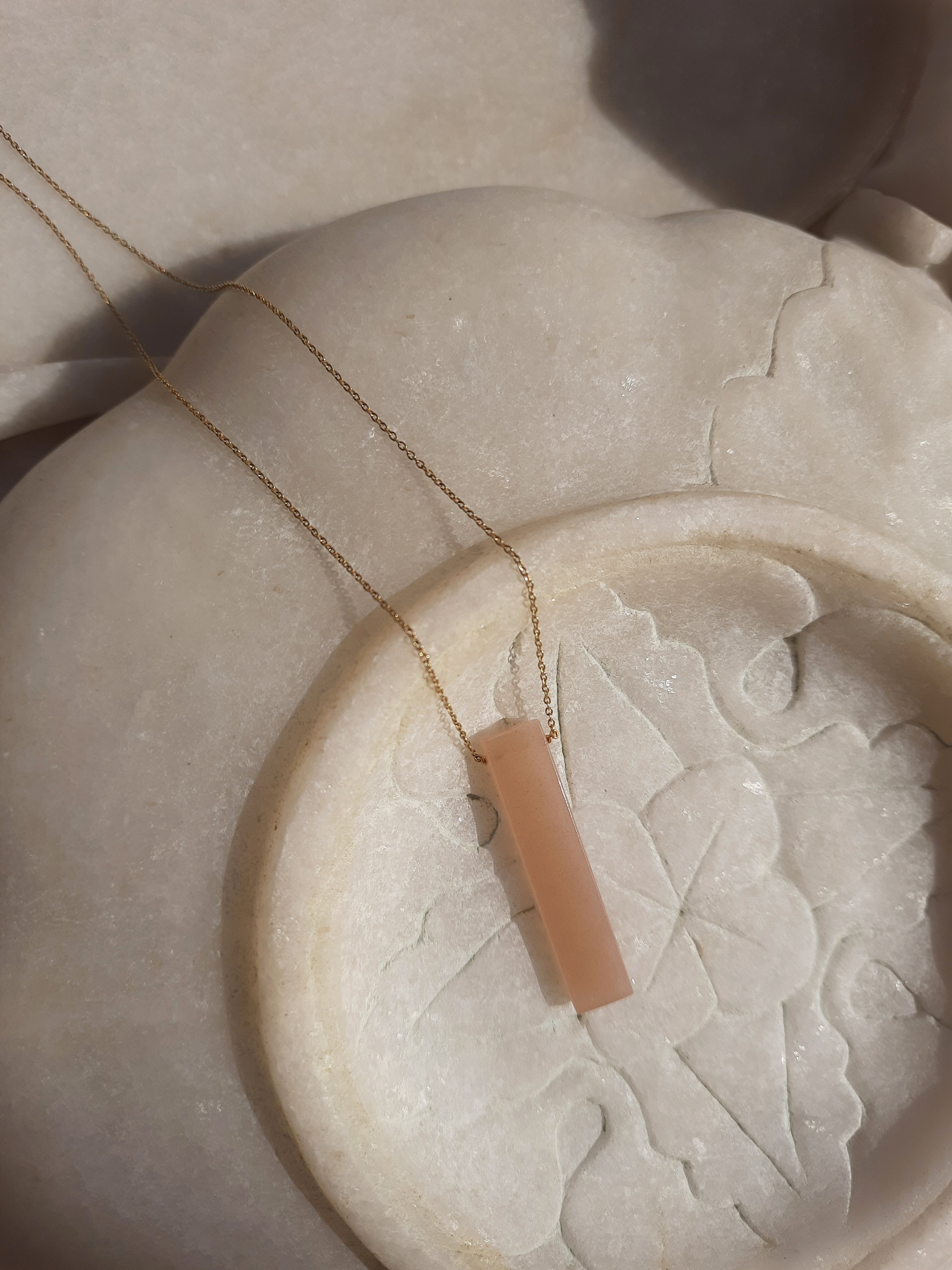ayatah - Peach Moonstone Long Bar Pendant