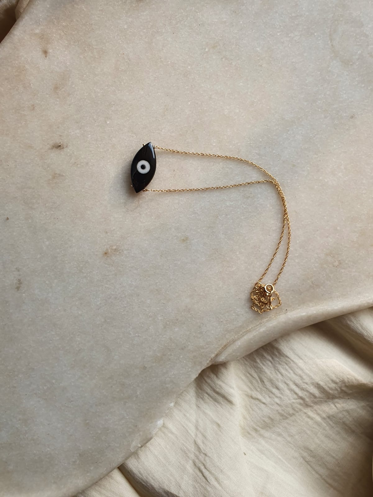 edav - Black Onyx Evil Eye Marquise Pendant