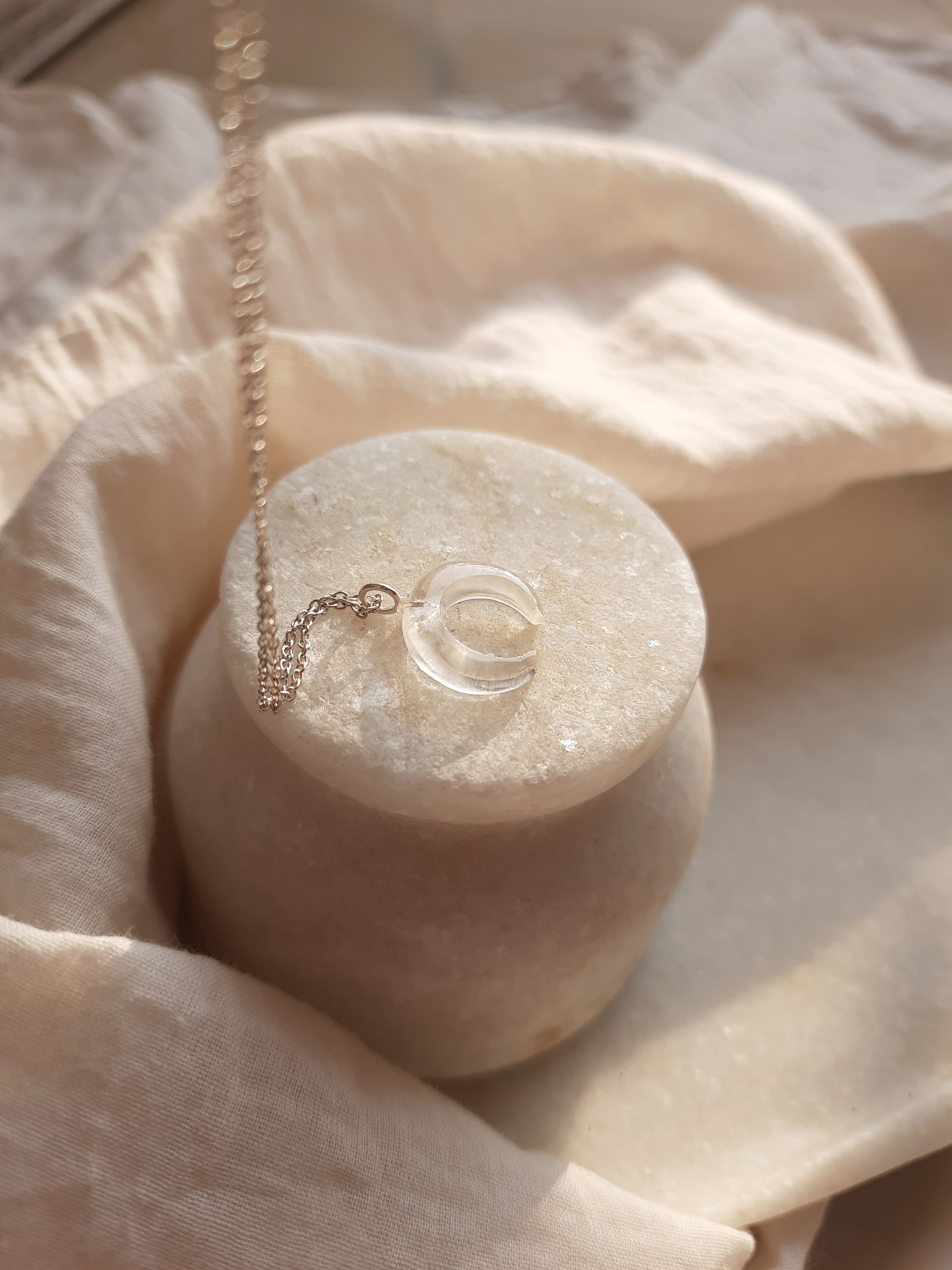 koka - Clear quartz Crescent Pendant