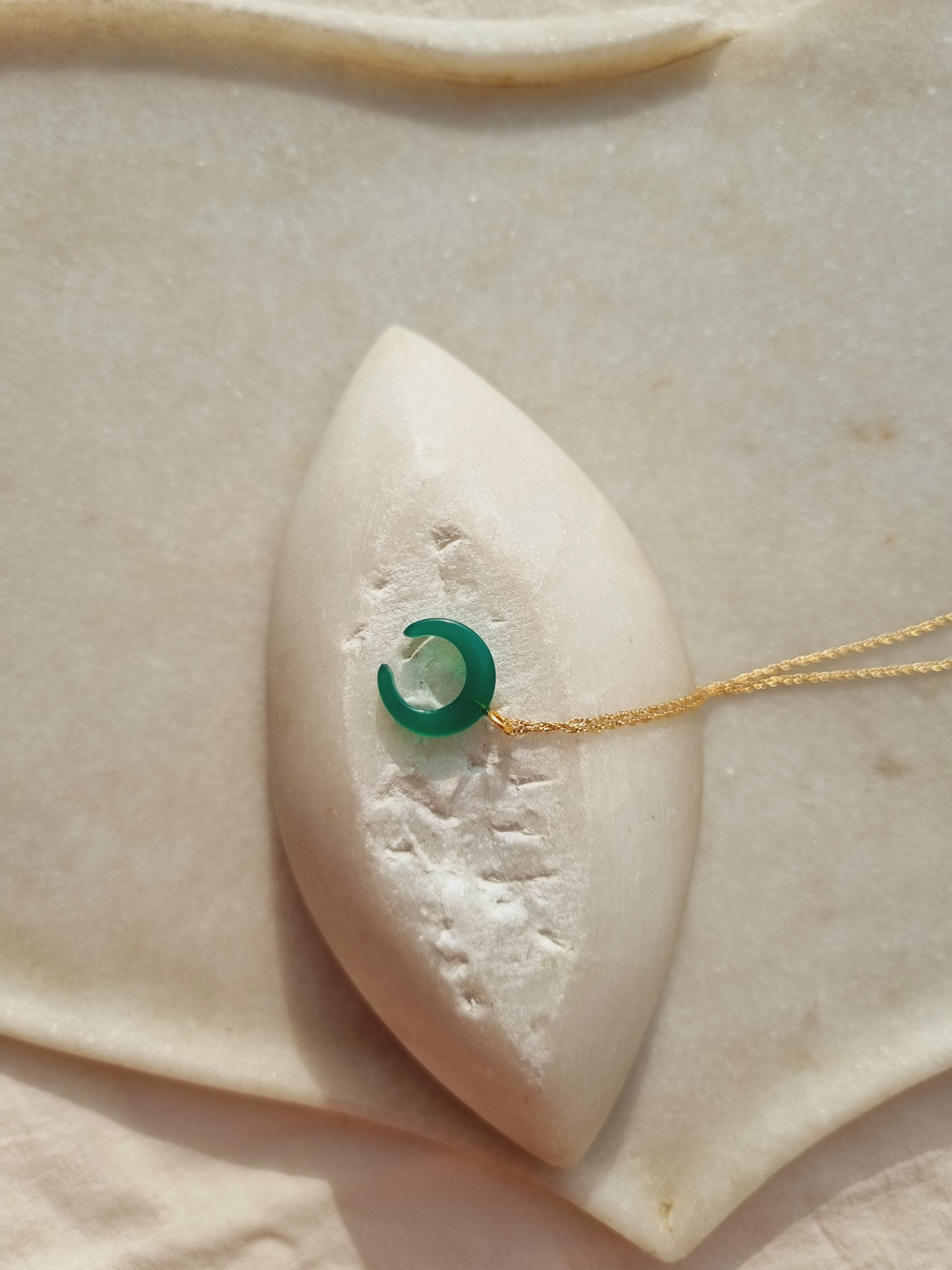 koka - Green Onyx Crescent Pendant