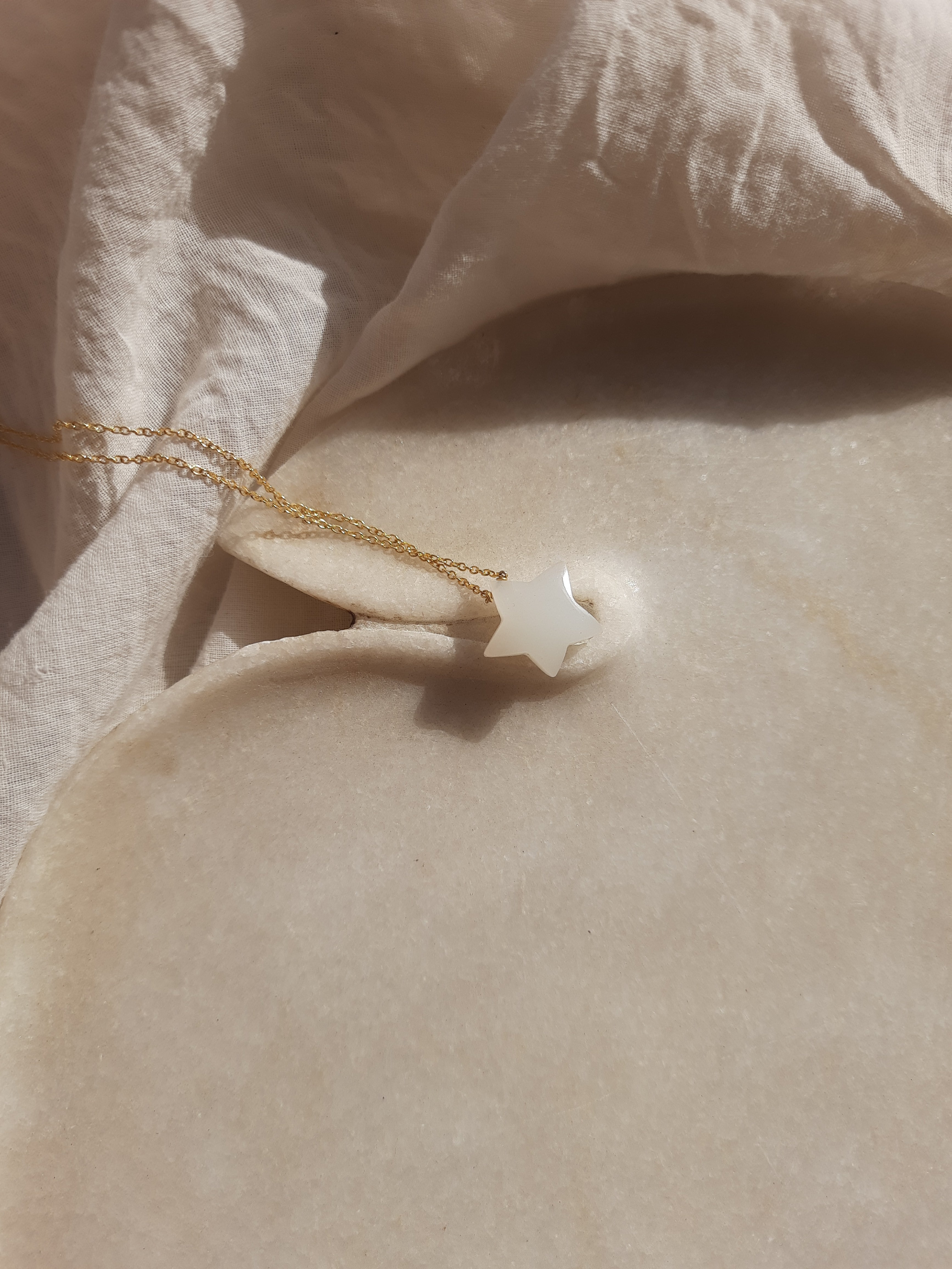 revati - White Moonstone Star Pendant