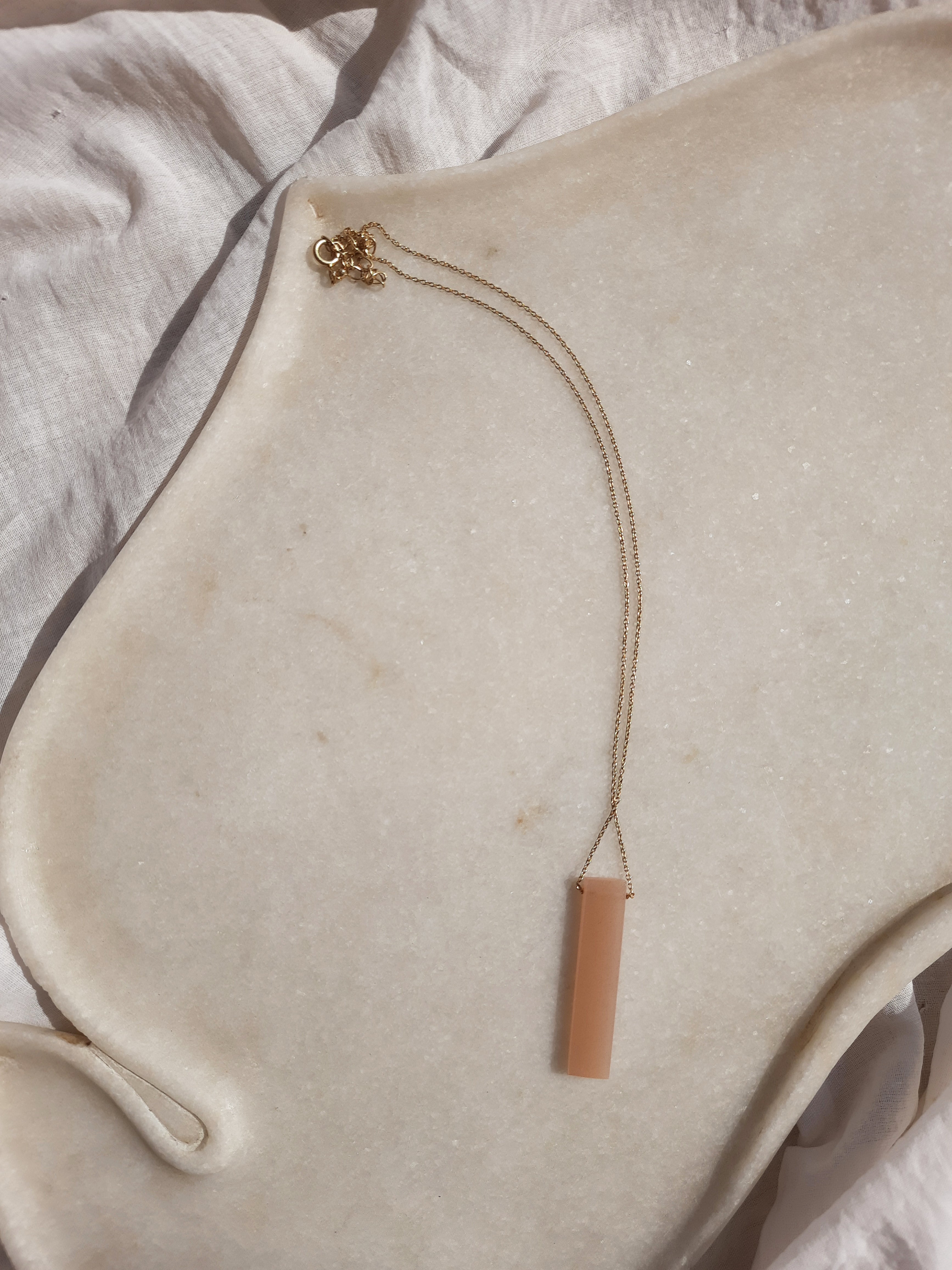 ayatah - Peach Moonstone Long Bar Pendant