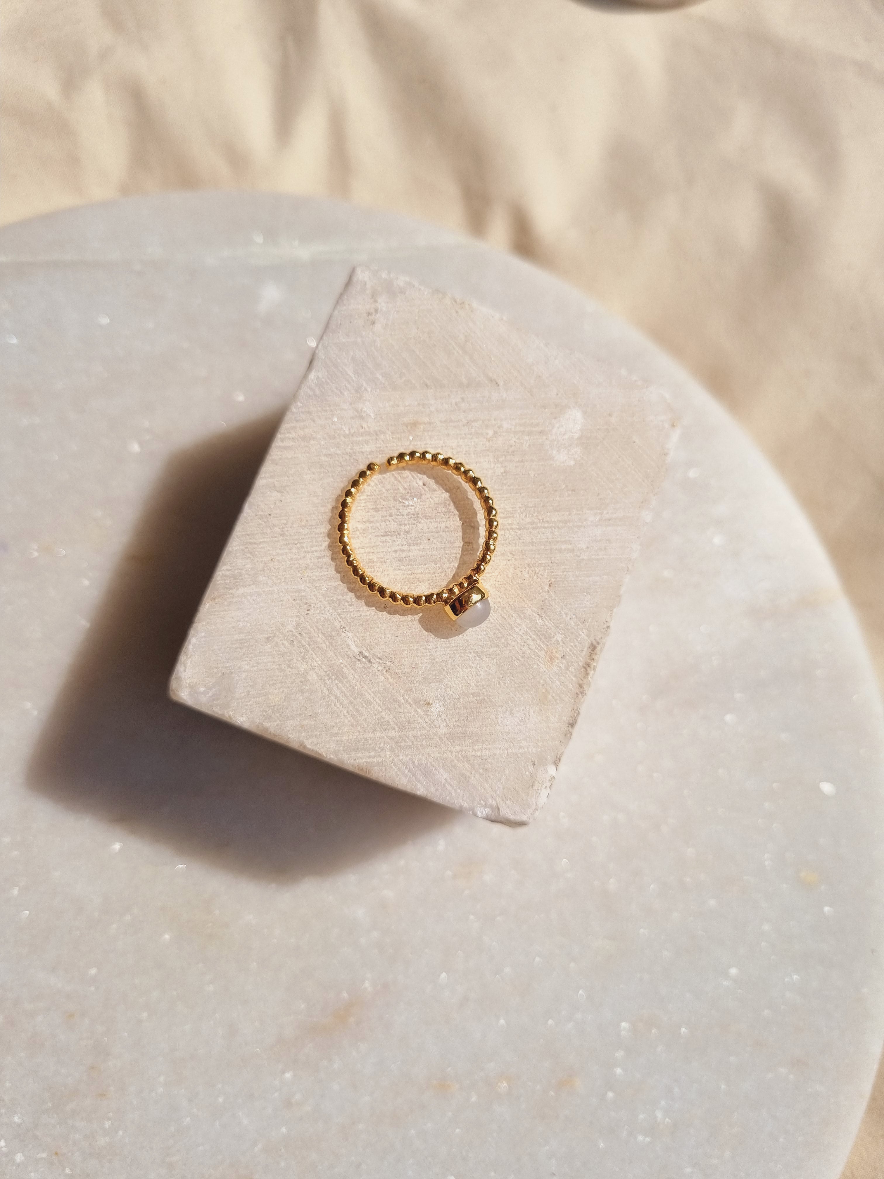 sukra - White Moonstone Venus Ring