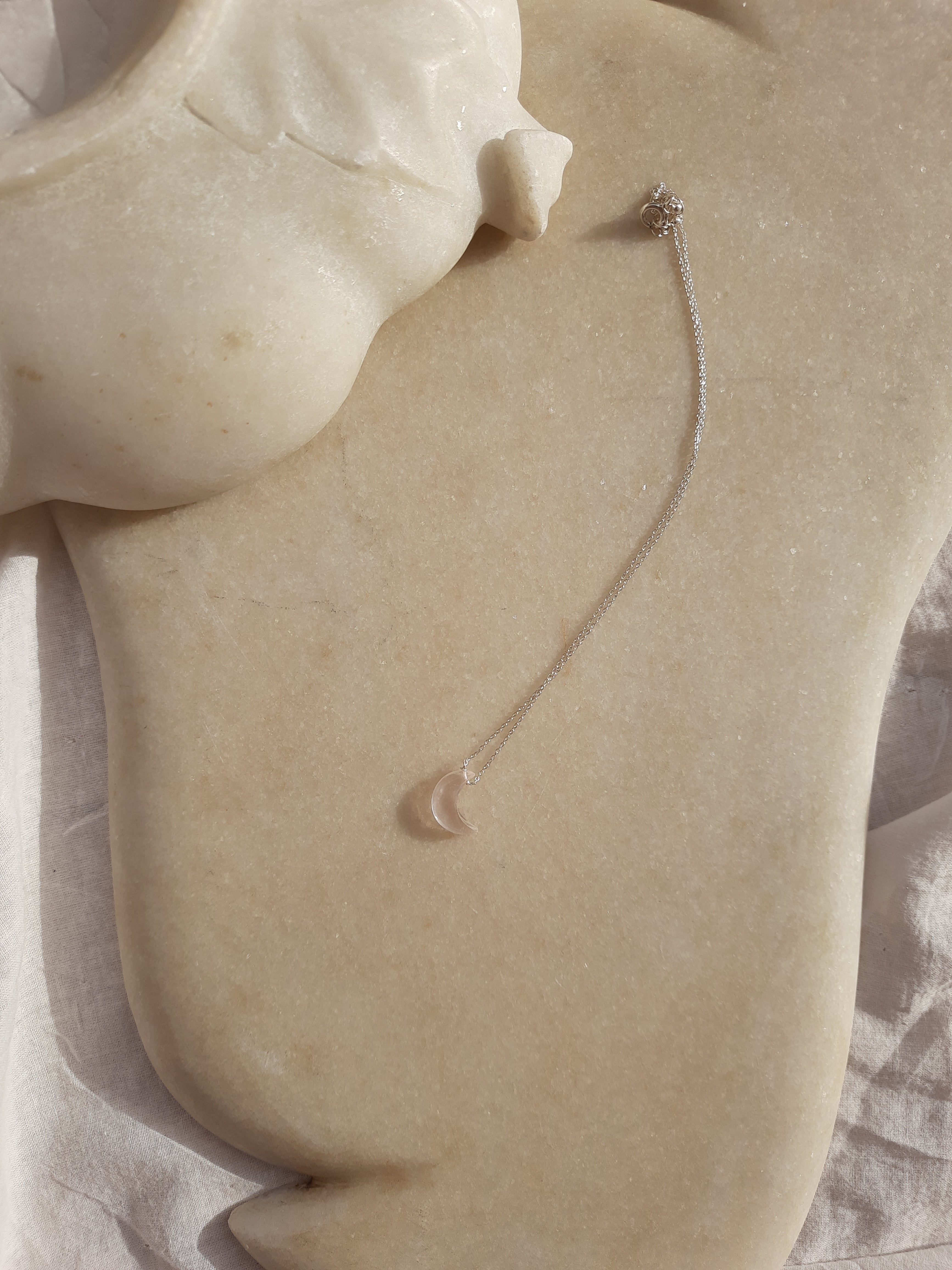 adhva - Rose Quartz Luna Pendant