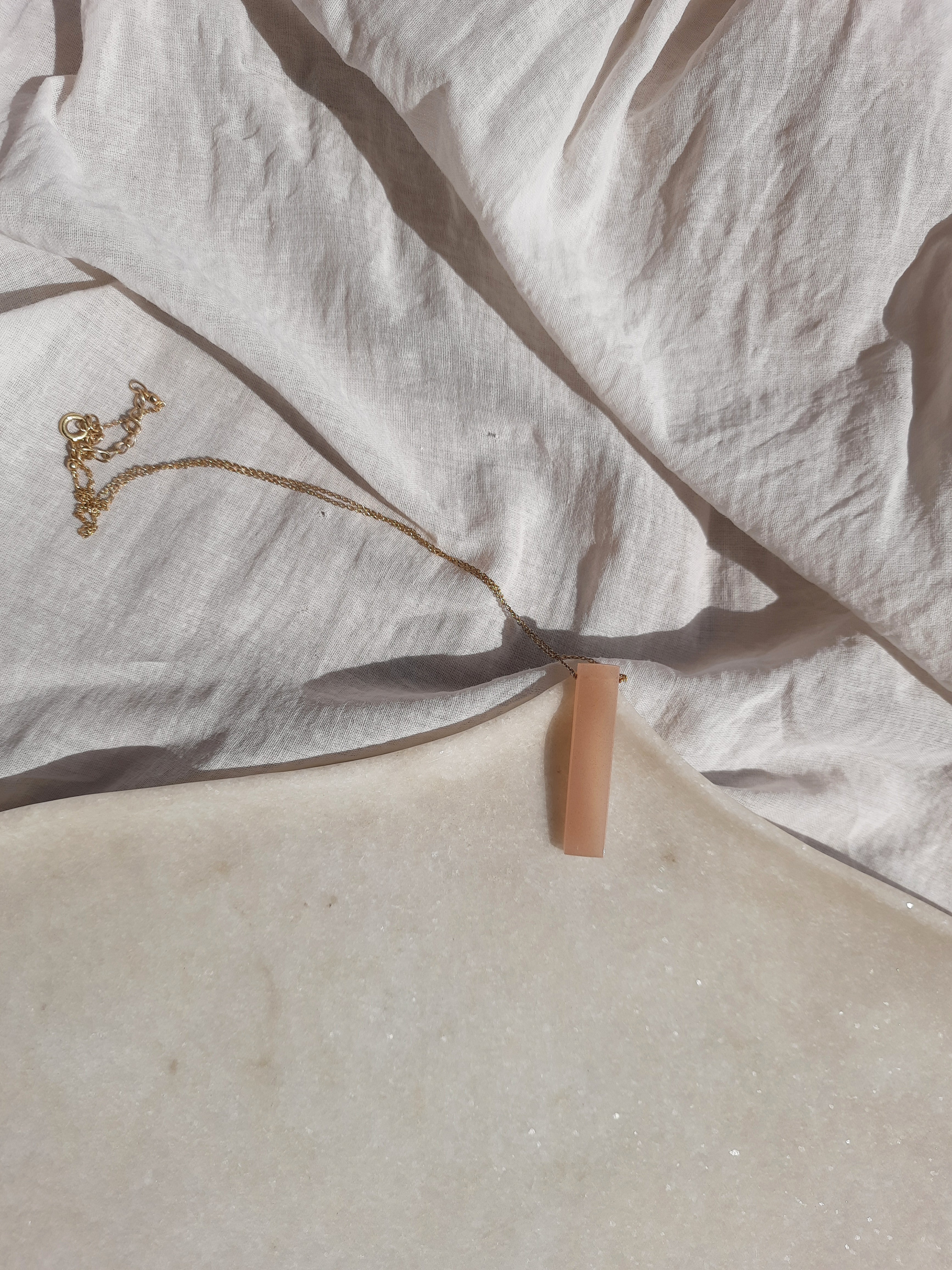 ayatah - Peach Moonstone Long Bar Pendant