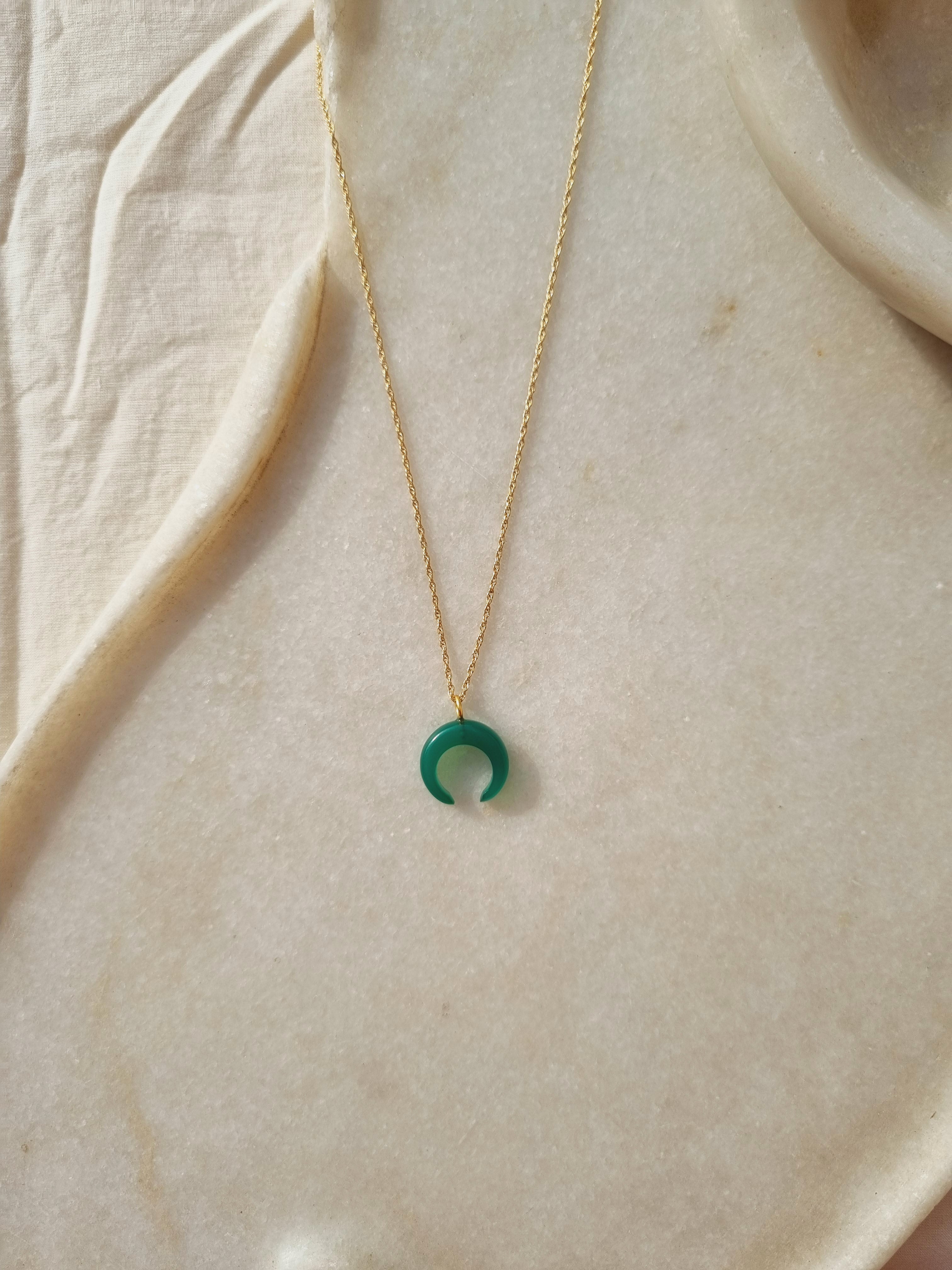 koka - Green Onyx Crescent Pendant